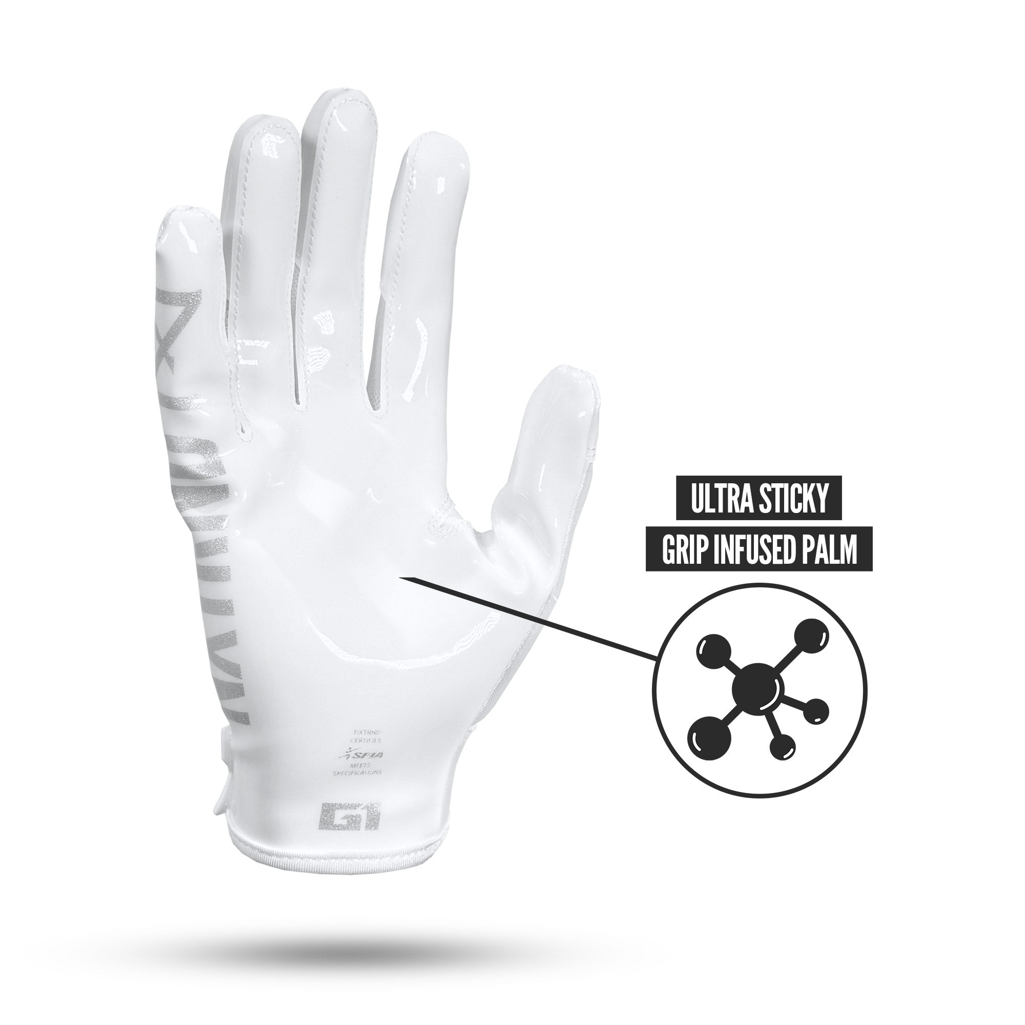 NXTRND G1 Pro Football Gloves White Ultra Sticky Grip Infused Palm