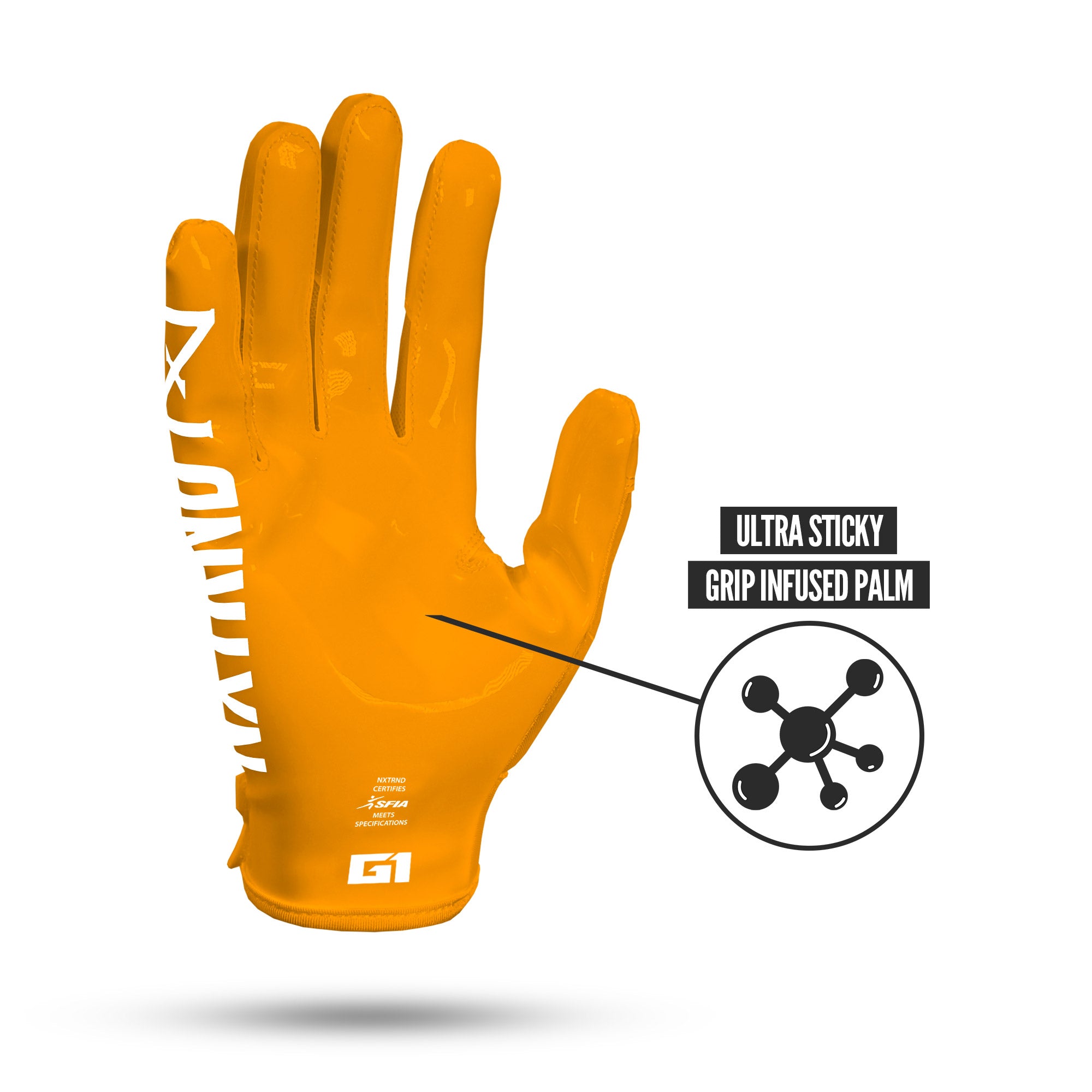 NXTRND G1 Pro Football Gloves Yellow Ultra Sticky Grip Infused Palm
