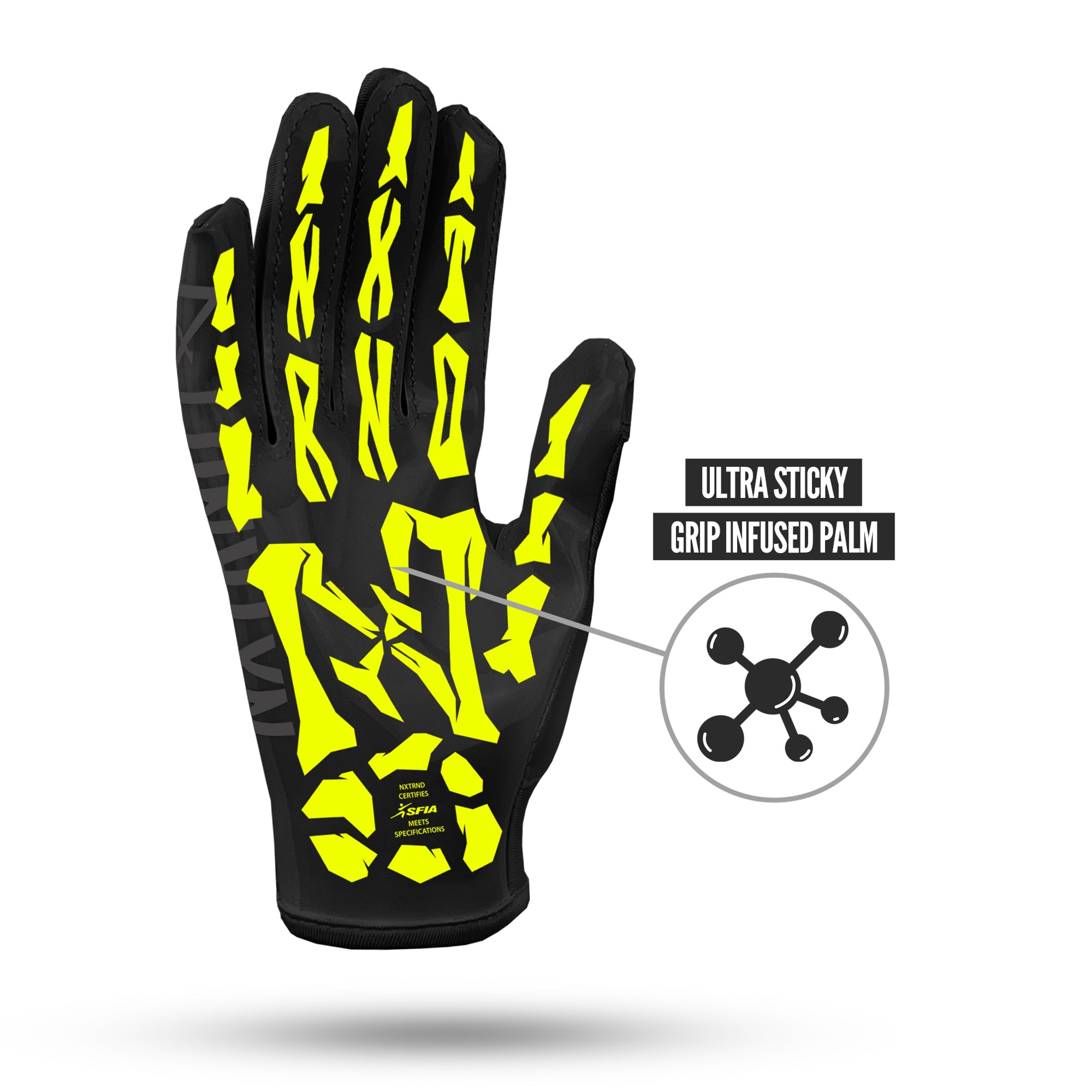 NXTRND G1® Youth Skeleton Football Gloves Black & Yellow