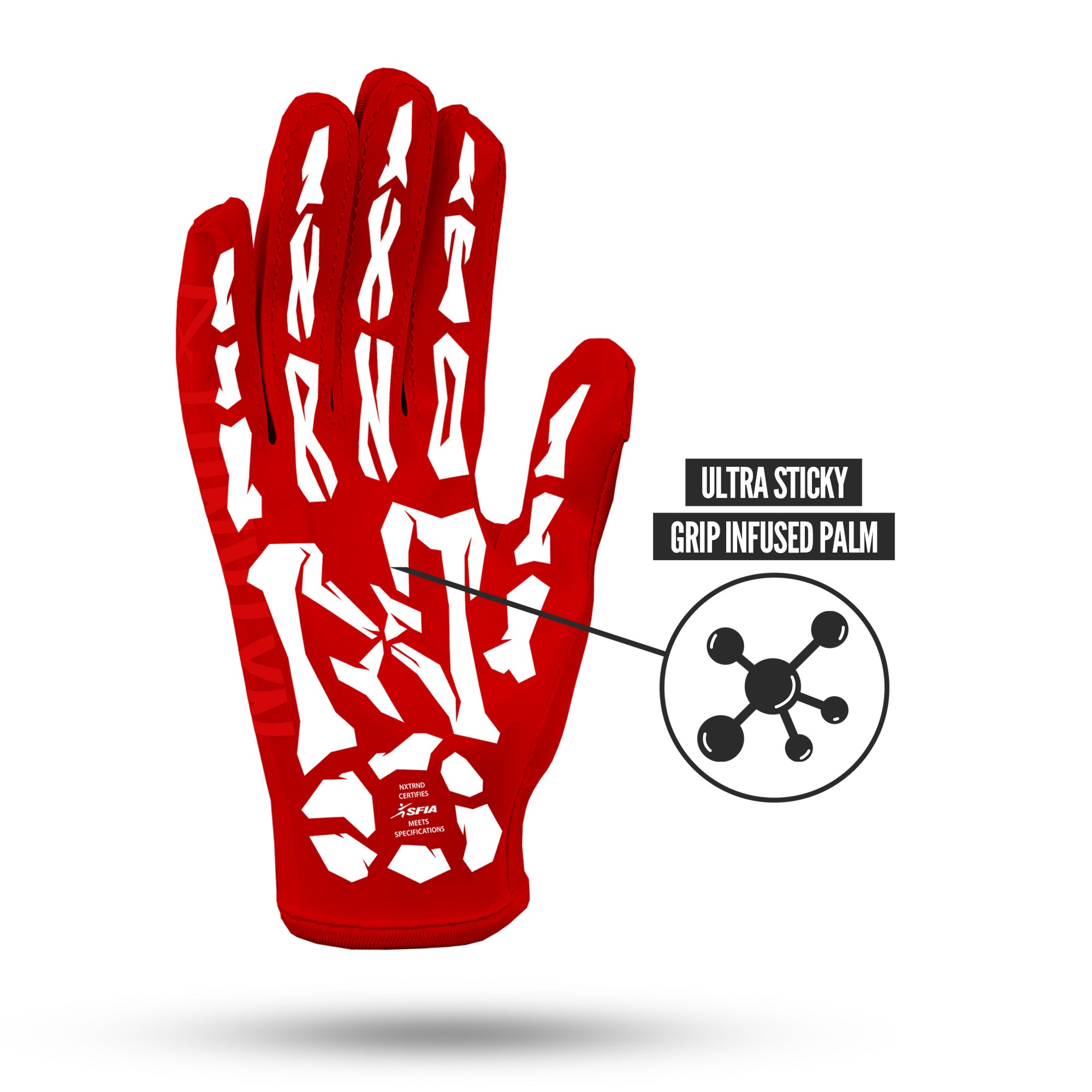 NXTRND G1® Youth Skeleton Football Gloves Red & White