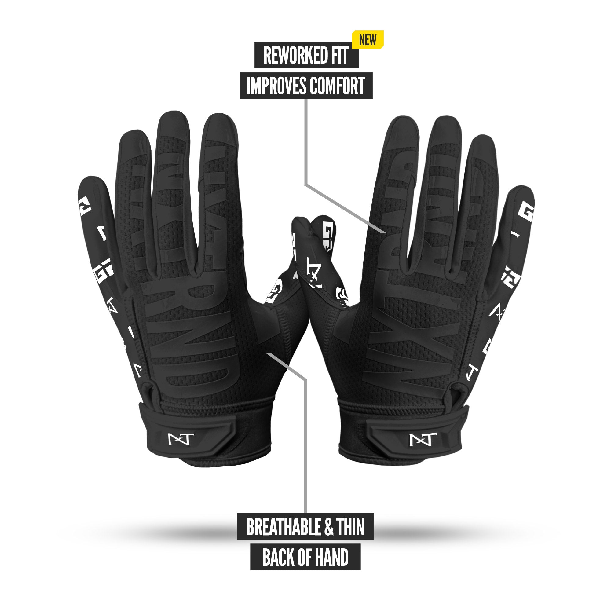 NXTRND G2 Pro Football Gloves Black Specs Back of Hand
