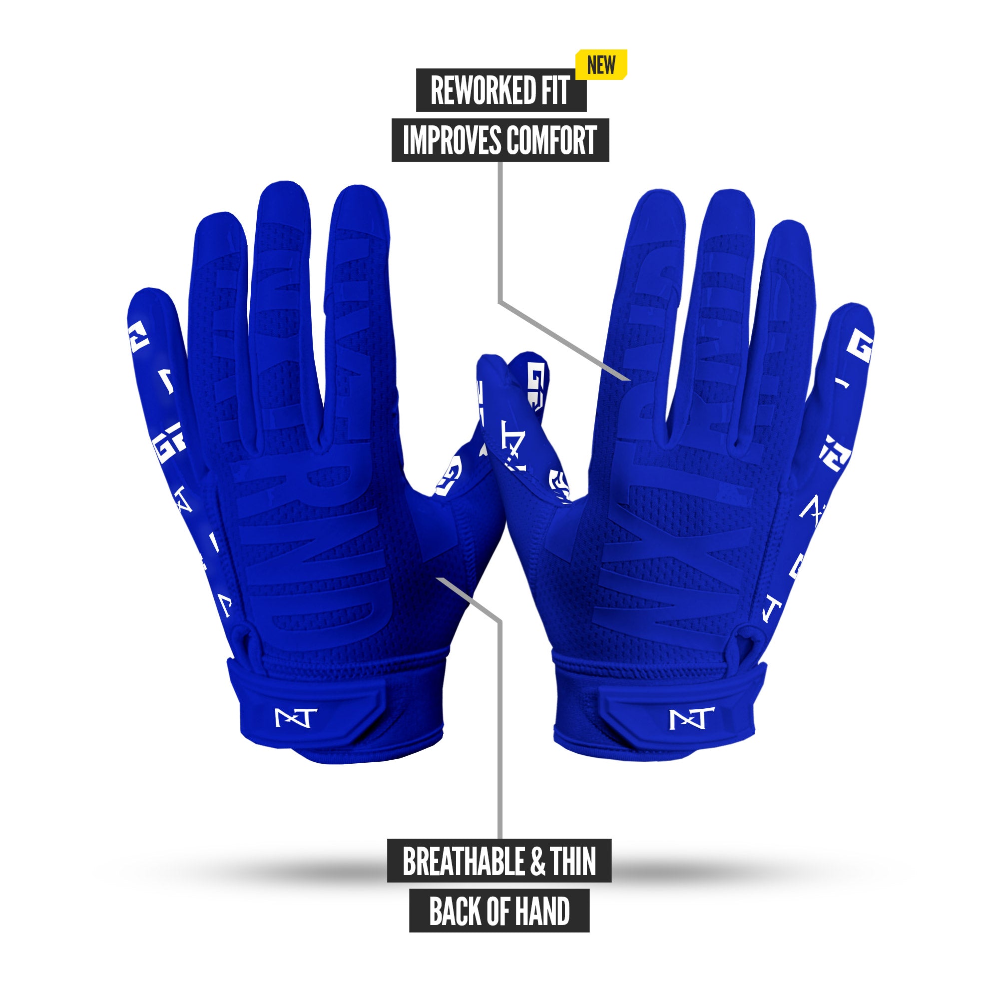 NXTRND G2 Pro Football Gloves Blue Specs Back of Hand