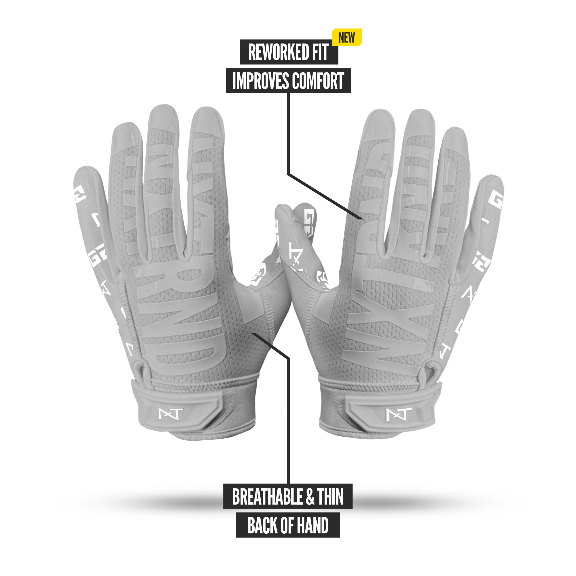 NXTRND G2 Pro Football Gloves Grey Specs Back of Hand