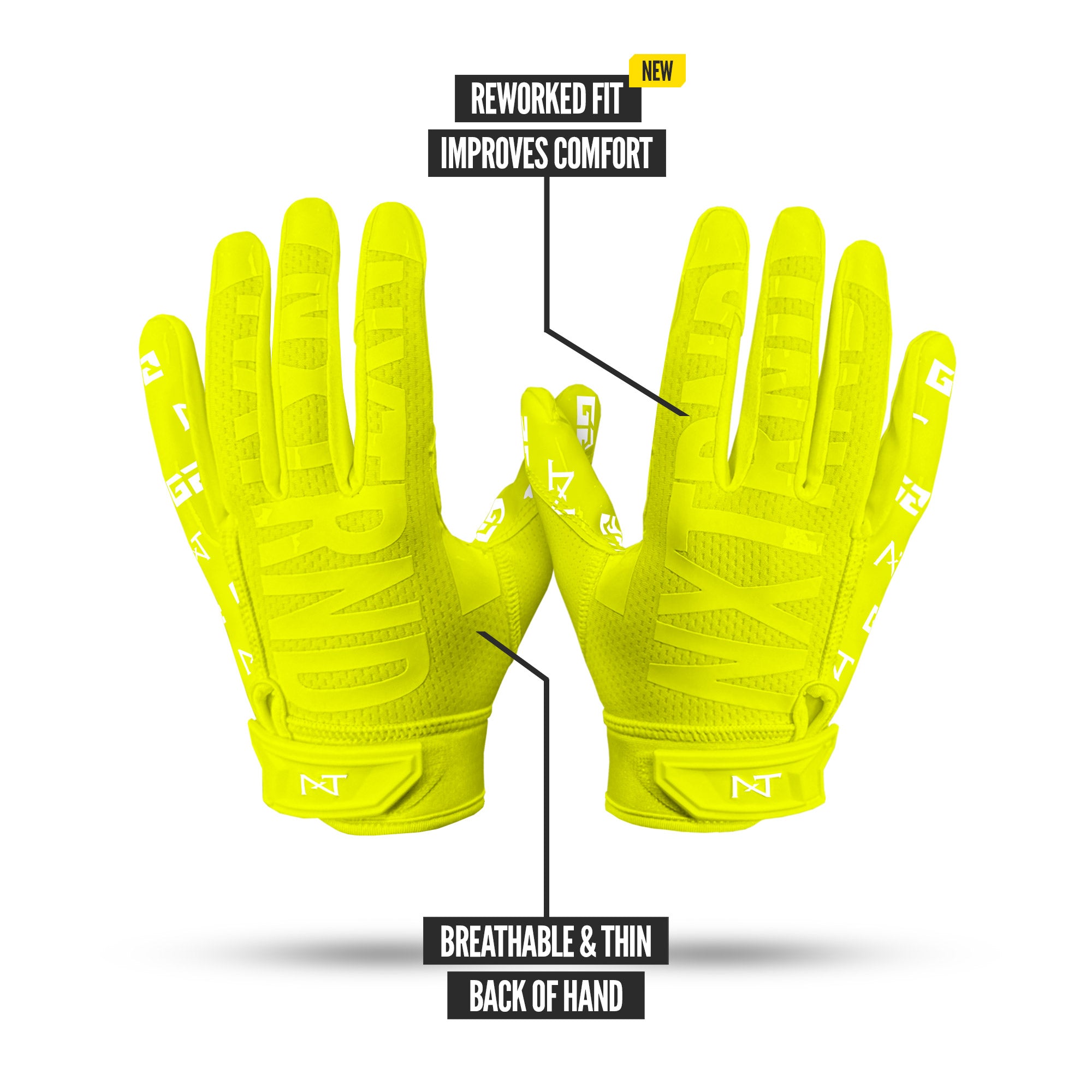 NXTRND G2® Pro Football Gloves Neon Yellow