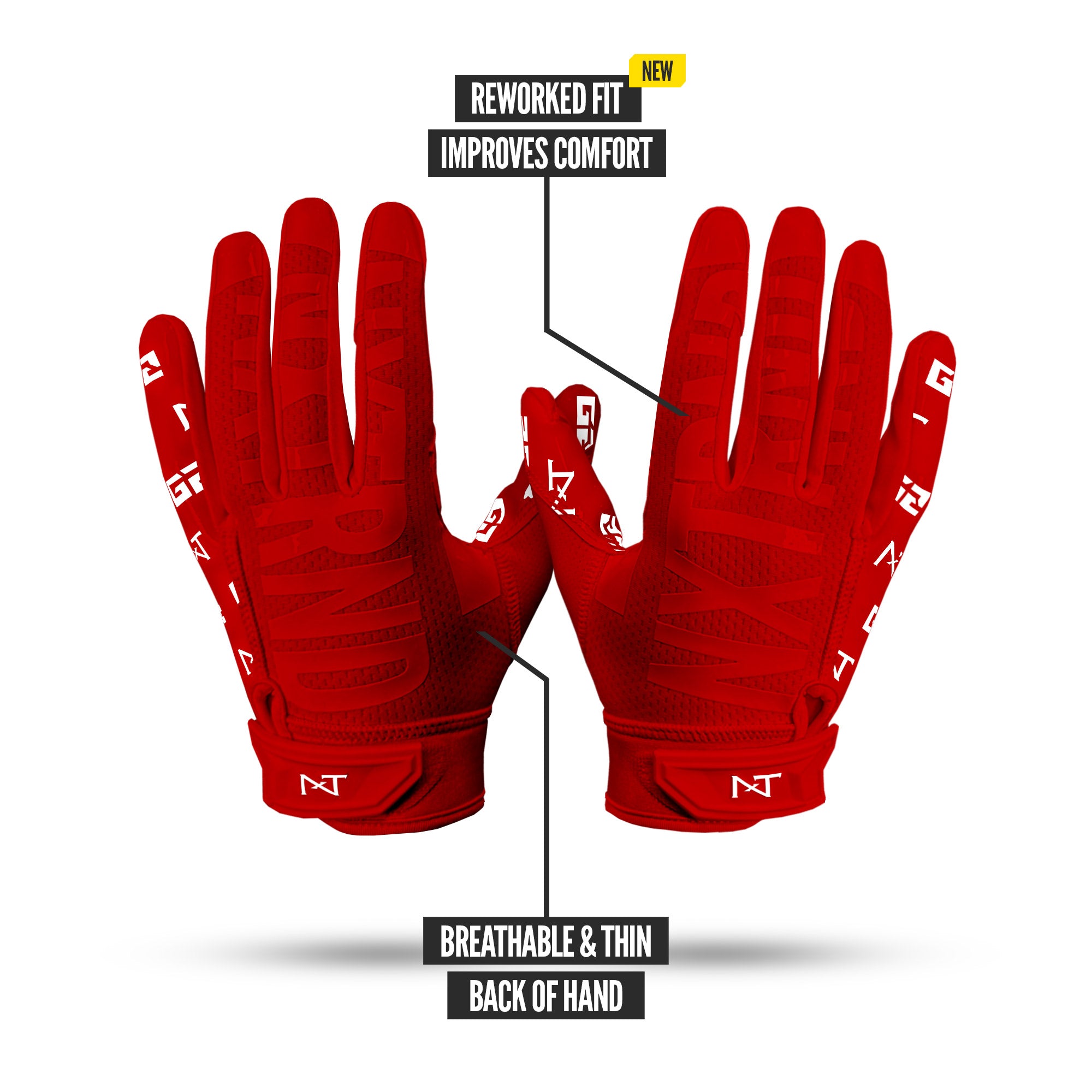 NXTRND G2 Pro Football Gloves Red Specs Back of Hand