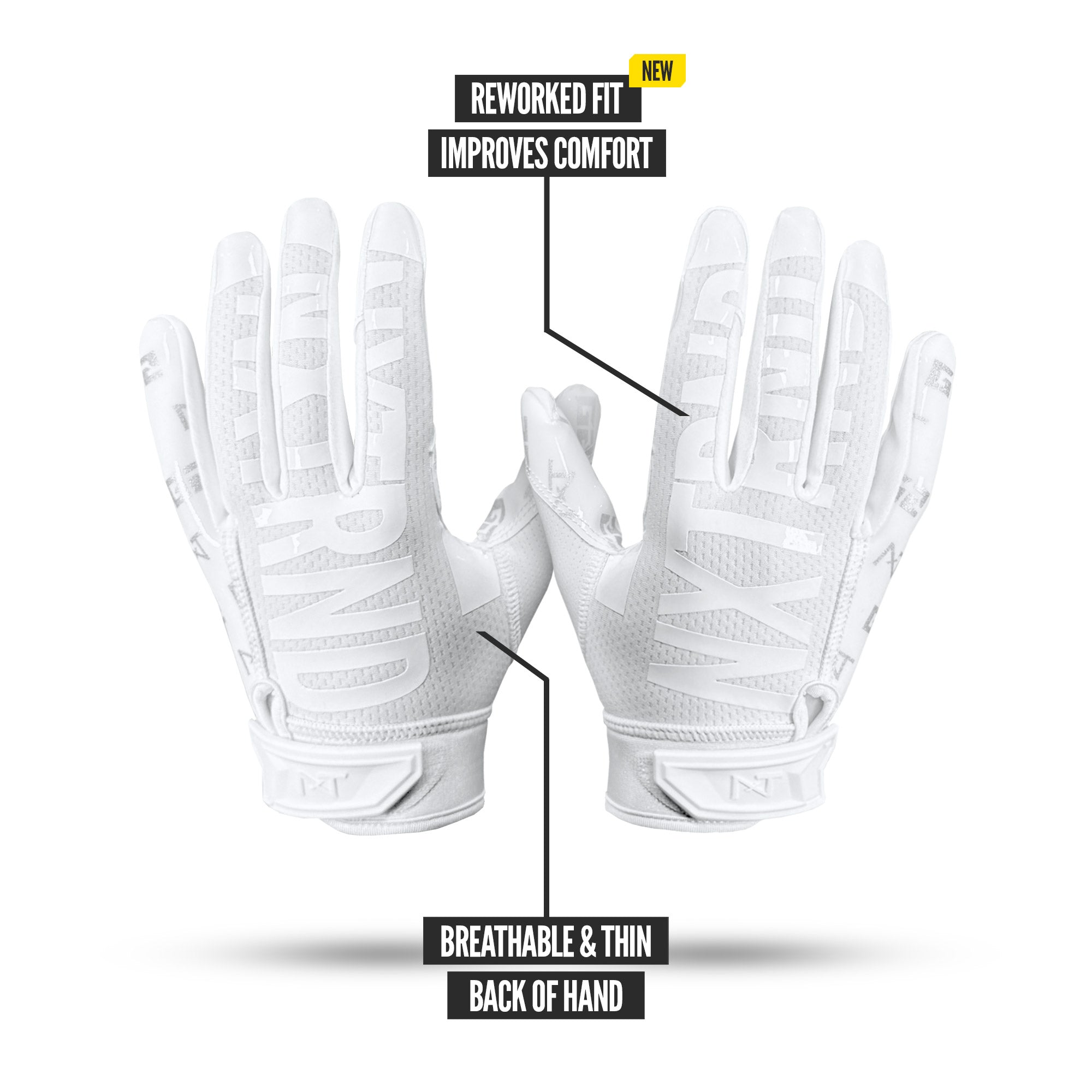 NXTRND G2 Pro Football Gloves White Specs Back of Hand
