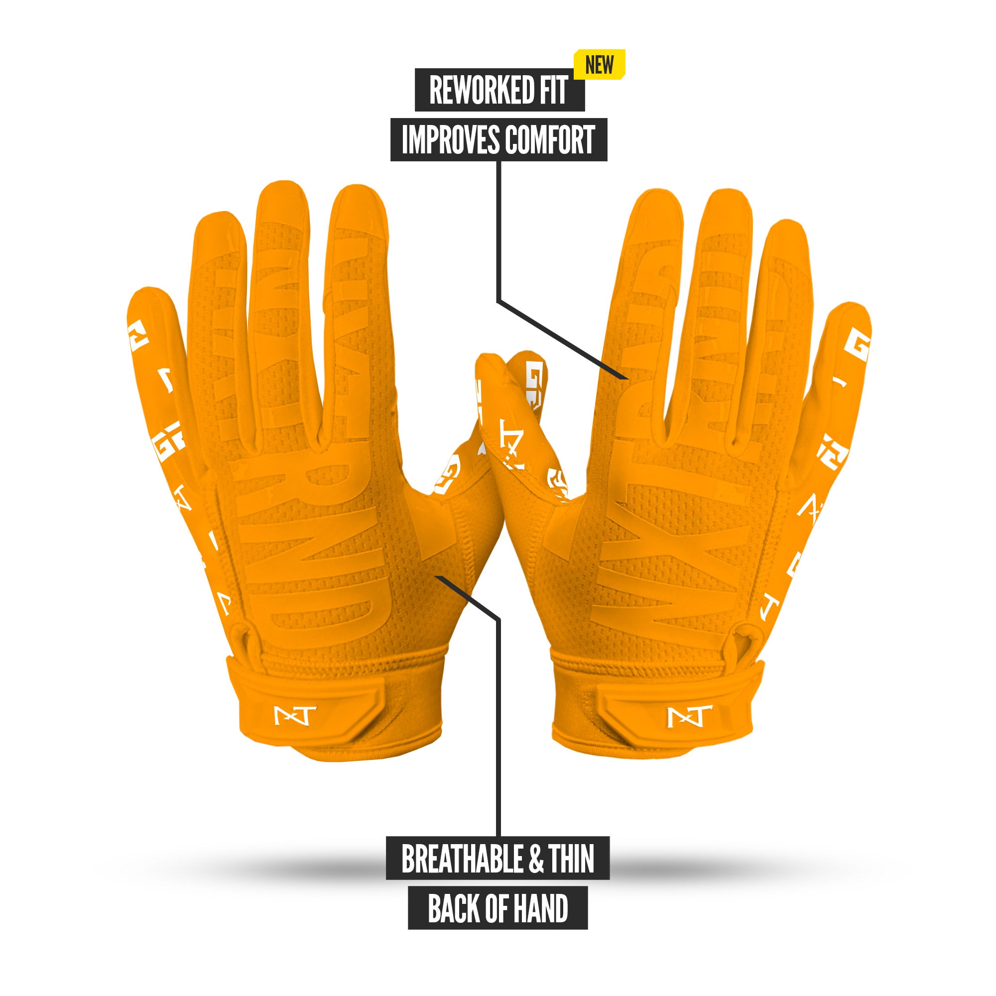 NXTRND G2 Pro Football Gloves Yellow Specs Back of Hand