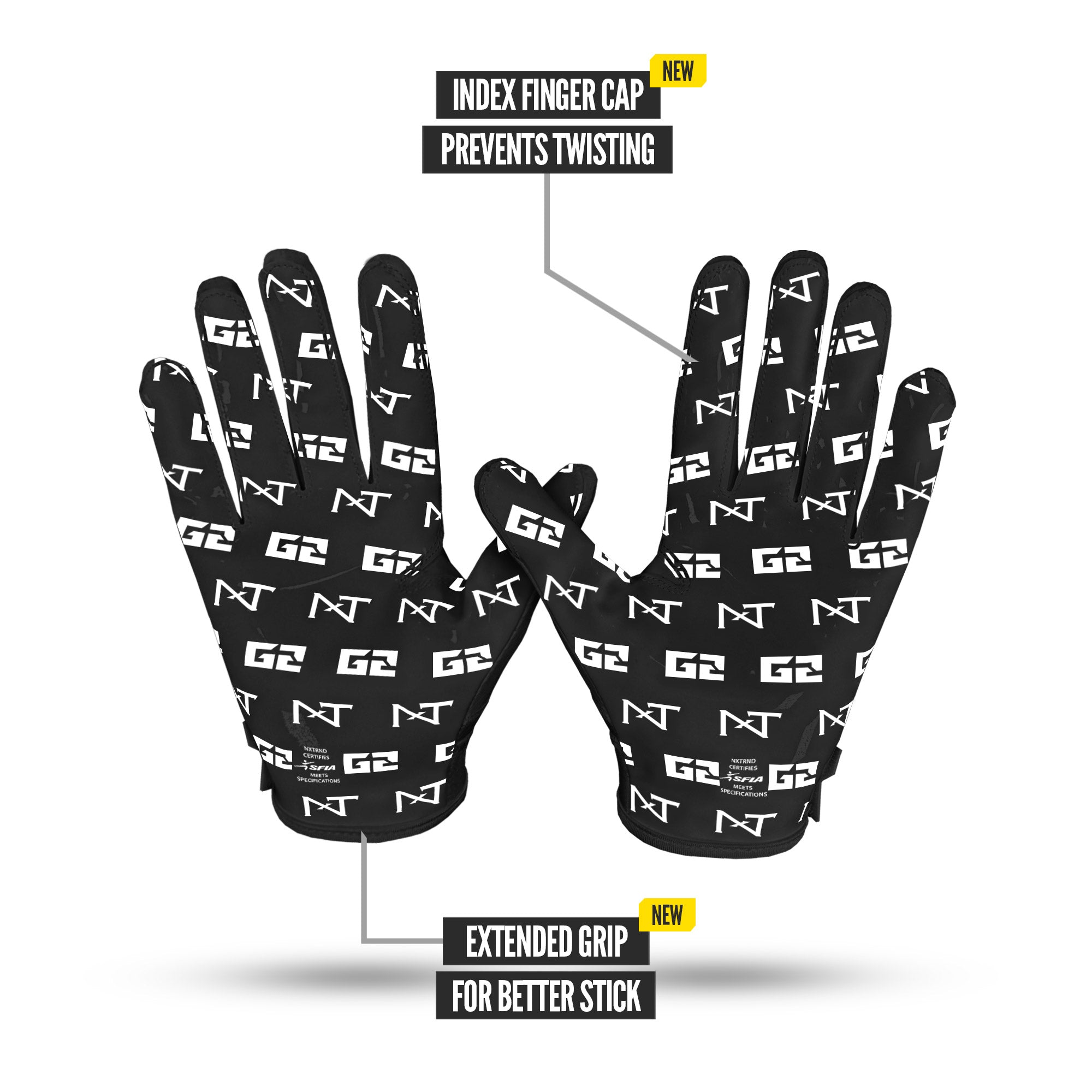 NXTRND G2 Pro Football Gloves Black Specs Palm
