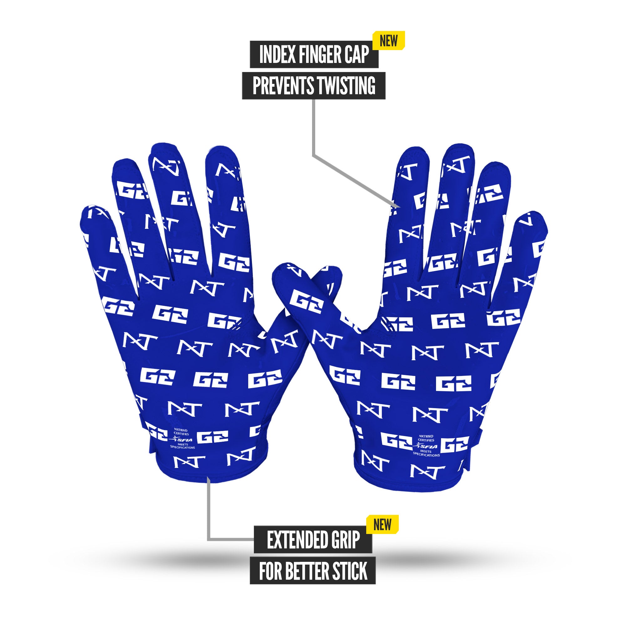 NXTRND G2 Pro Football Gloves Blue Specs Palm