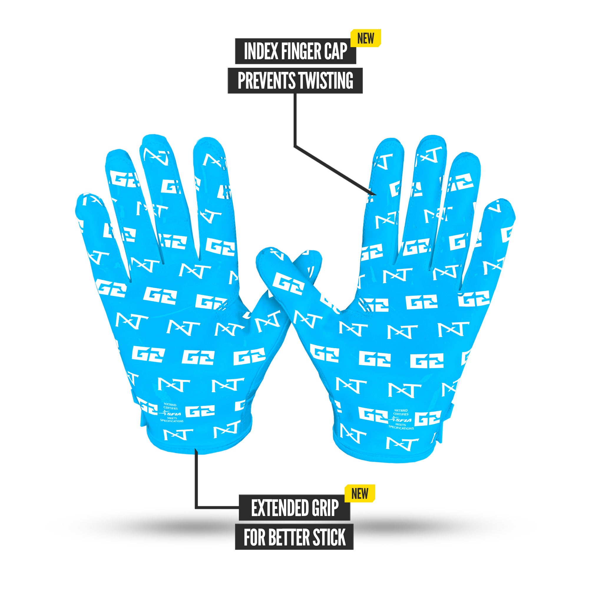 NXTRND G2® Pro Football Gloves Neon Blue