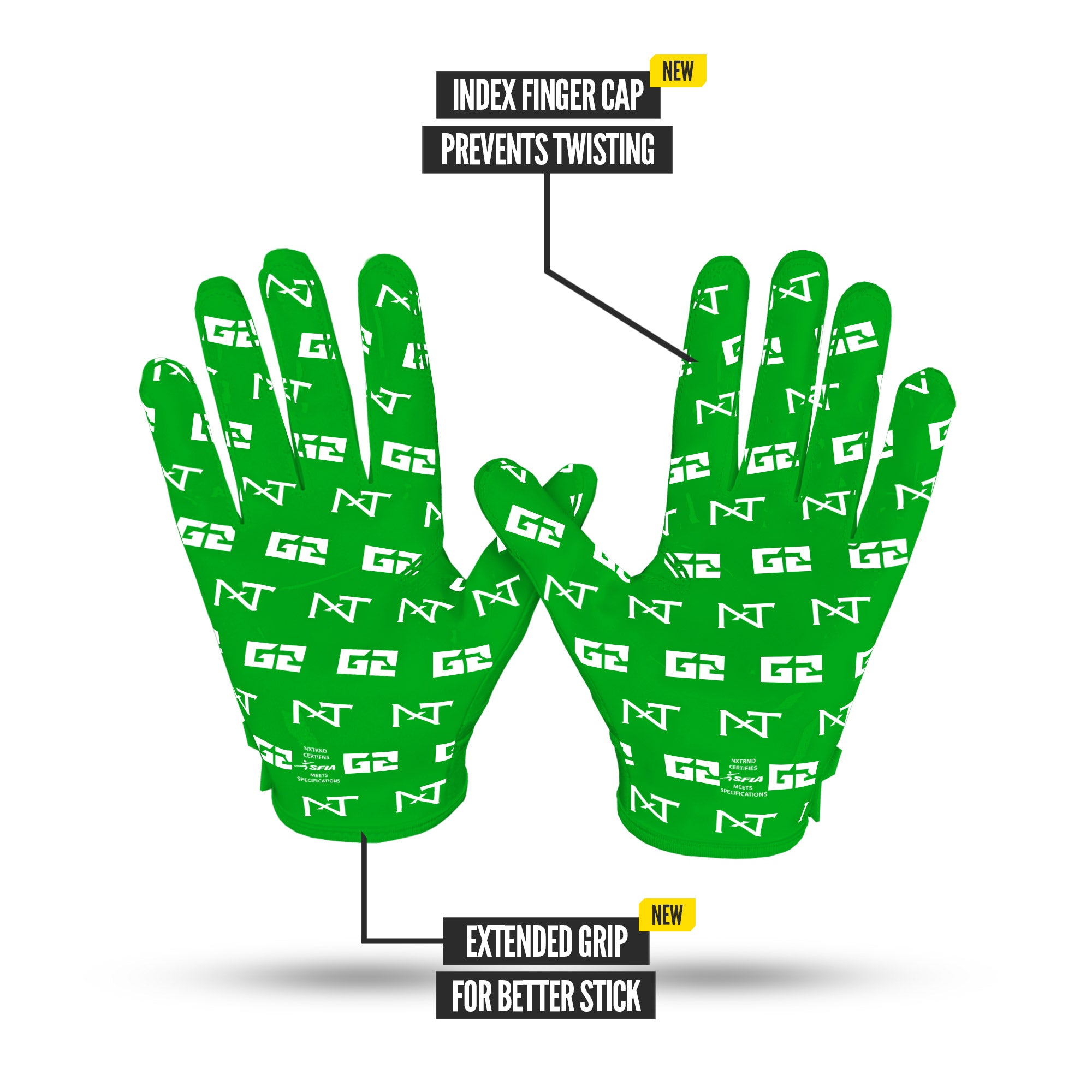 NXTRND G2 Pro Football Gloves Green Specs Palm