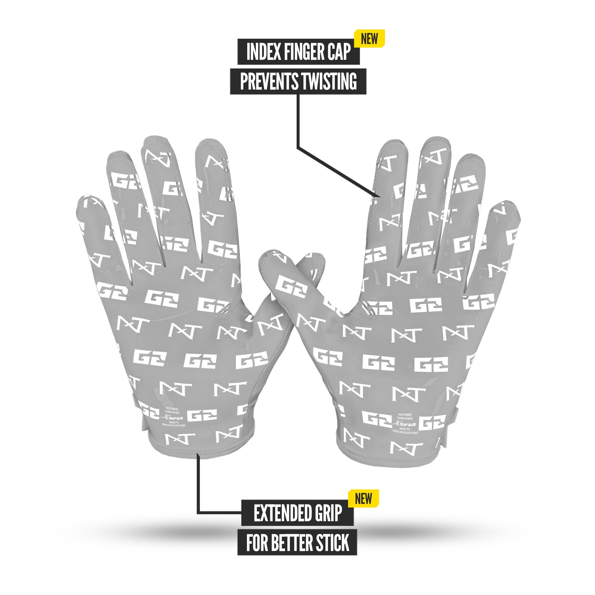 NXTRND G2 Pro Football Gloves Grey Specs Palm