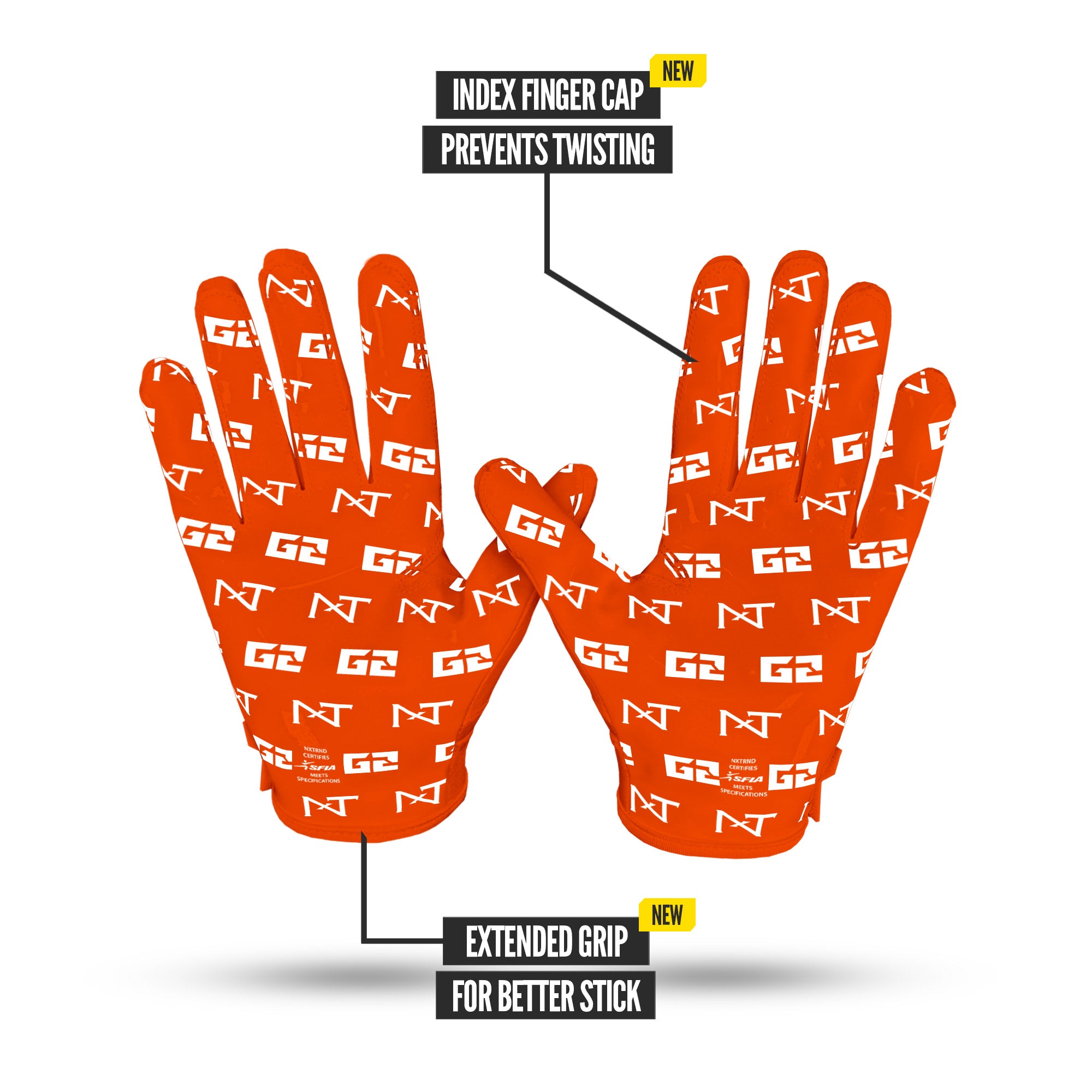 NXTRND G2 Pro Football Gloves Orange Specs Palm
