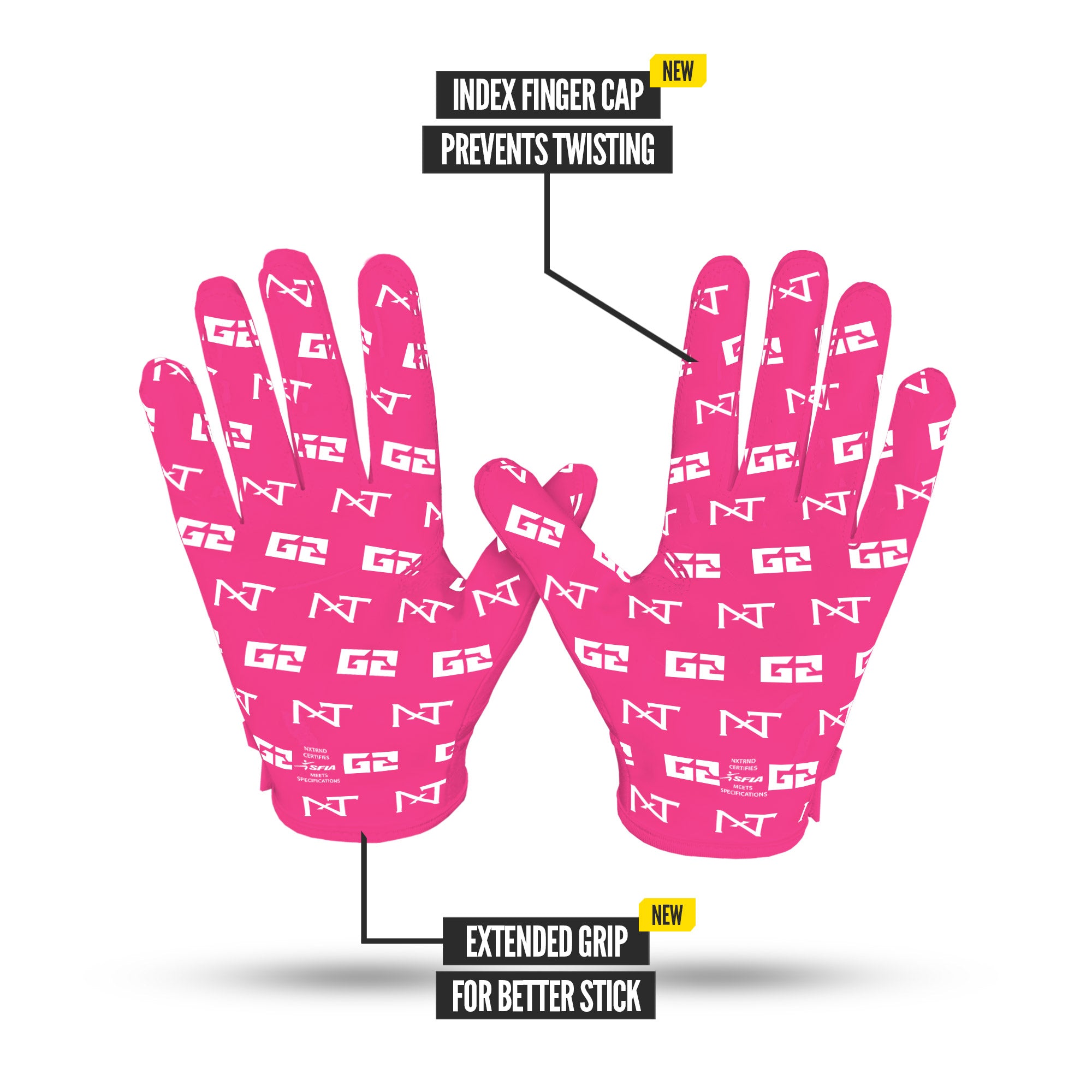 NXTRND G2 Pro Football Gloves Pink Specs Palm