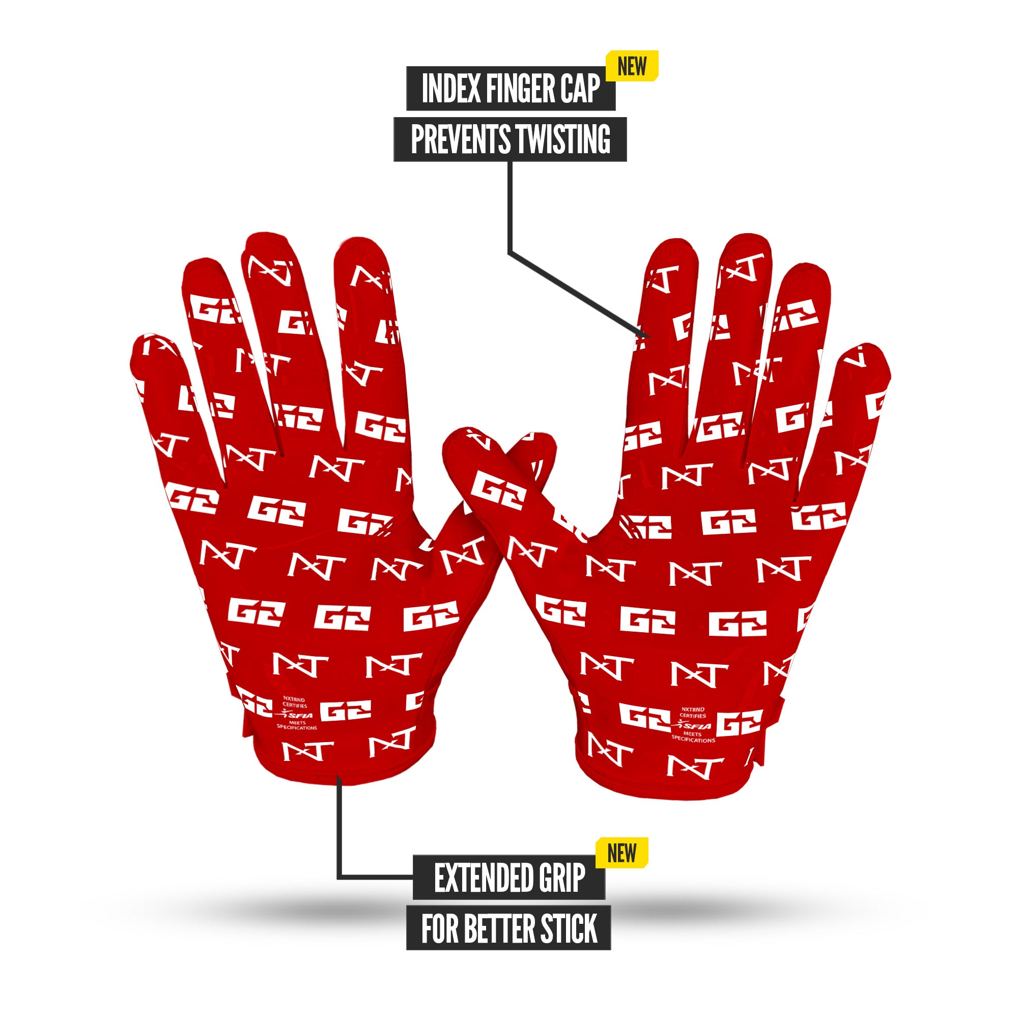 NXTRND G2 Pro Football Gloves Red Specs Palm