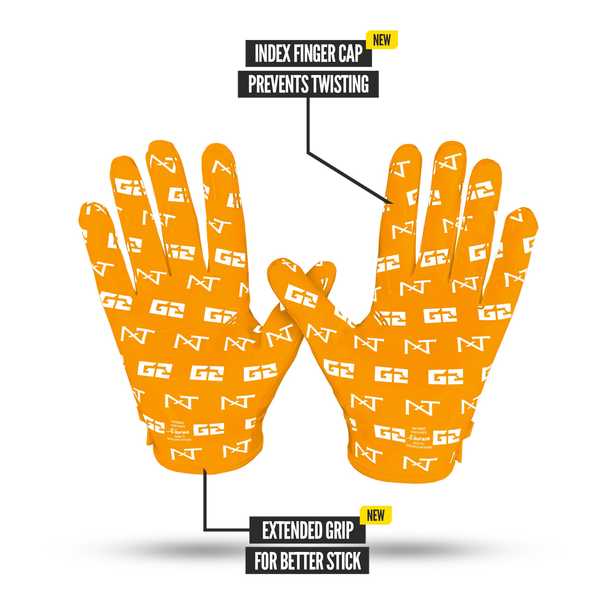 NXTRND G2 Pro Football Gloves Yellow Specs Palm