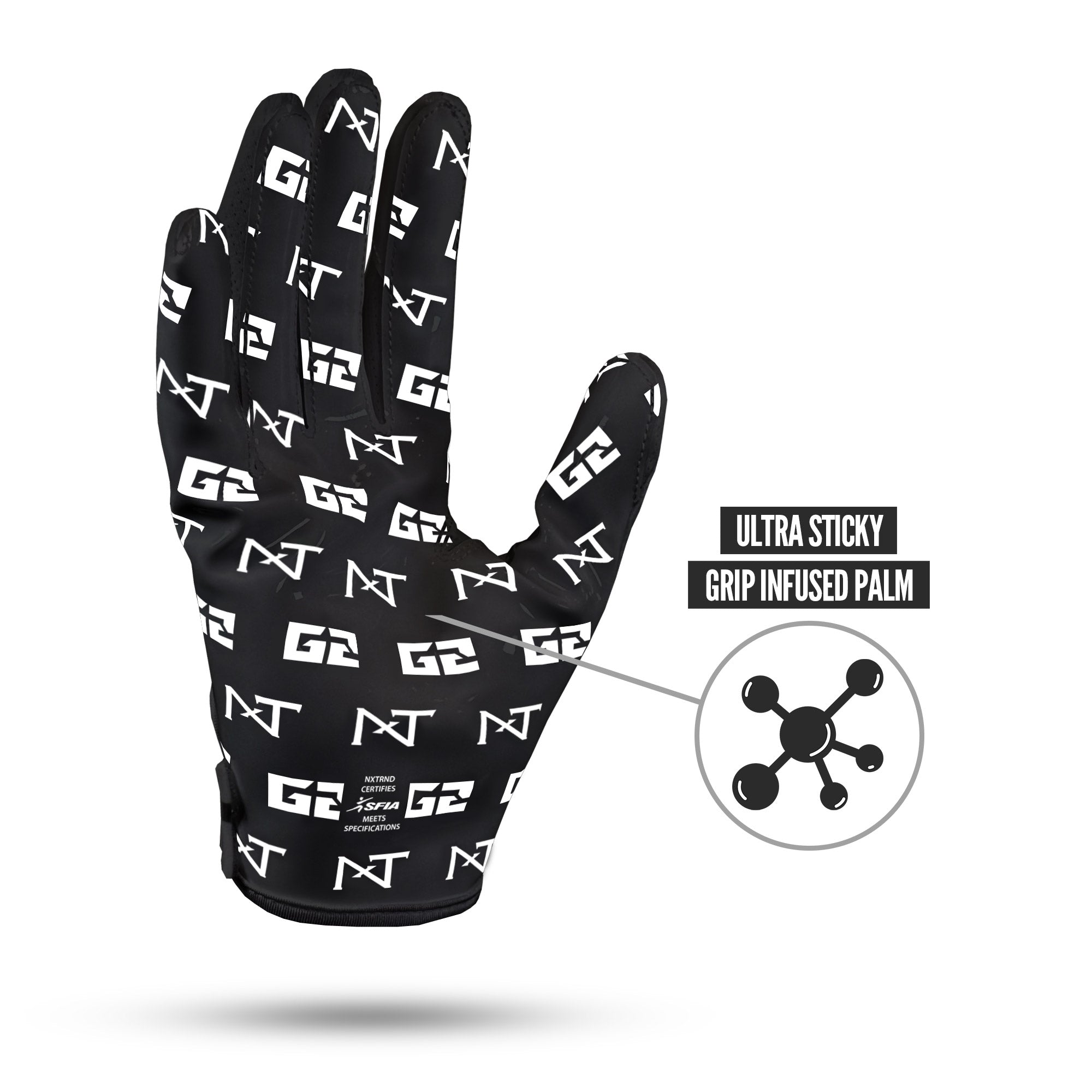 NXTRND G2 Pro Football Gloves Black Ultra Sticky Grip Infused Palm