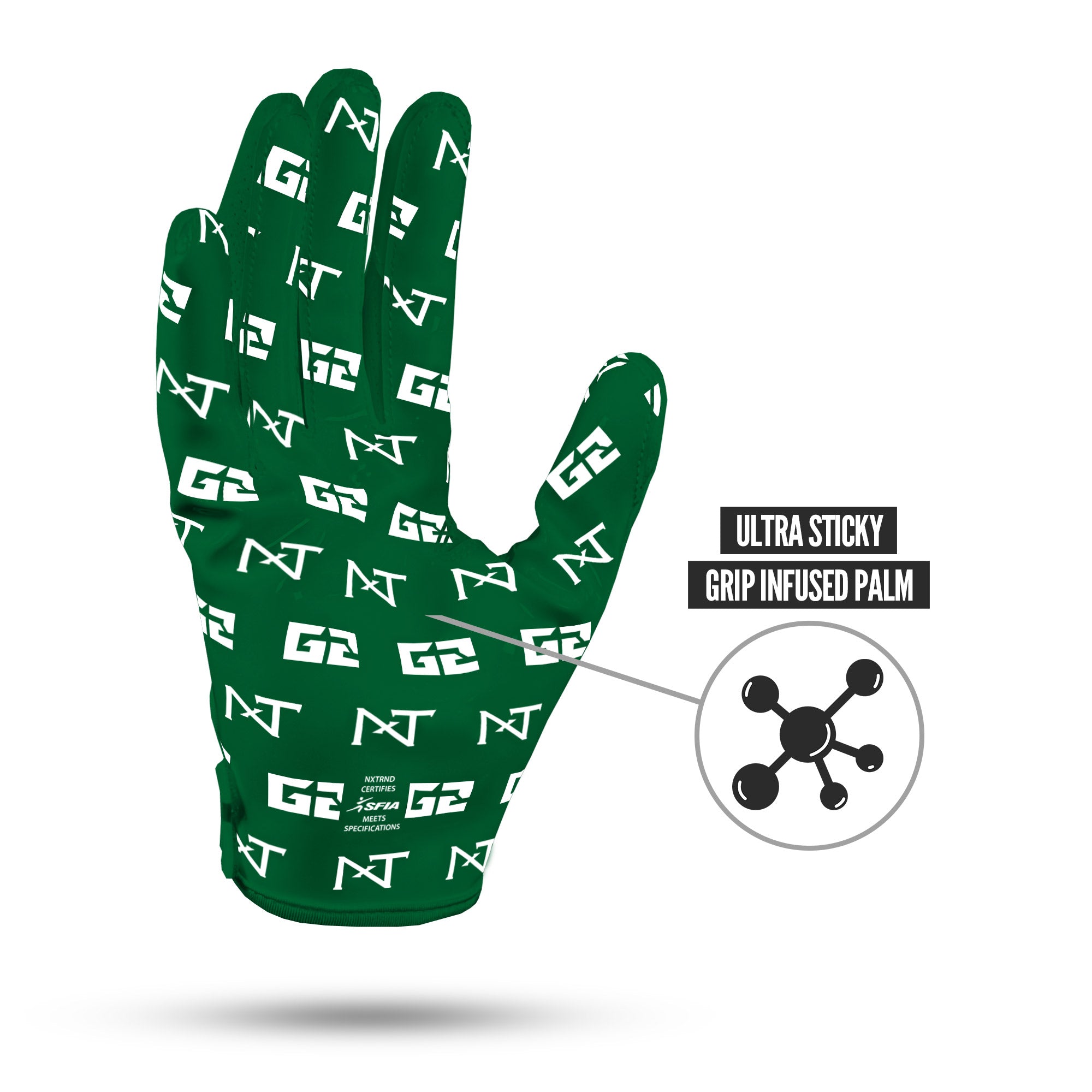 NXTRND G2 Pro Football Gloves Dark Green Ultra Sticky Grip Infused Palm