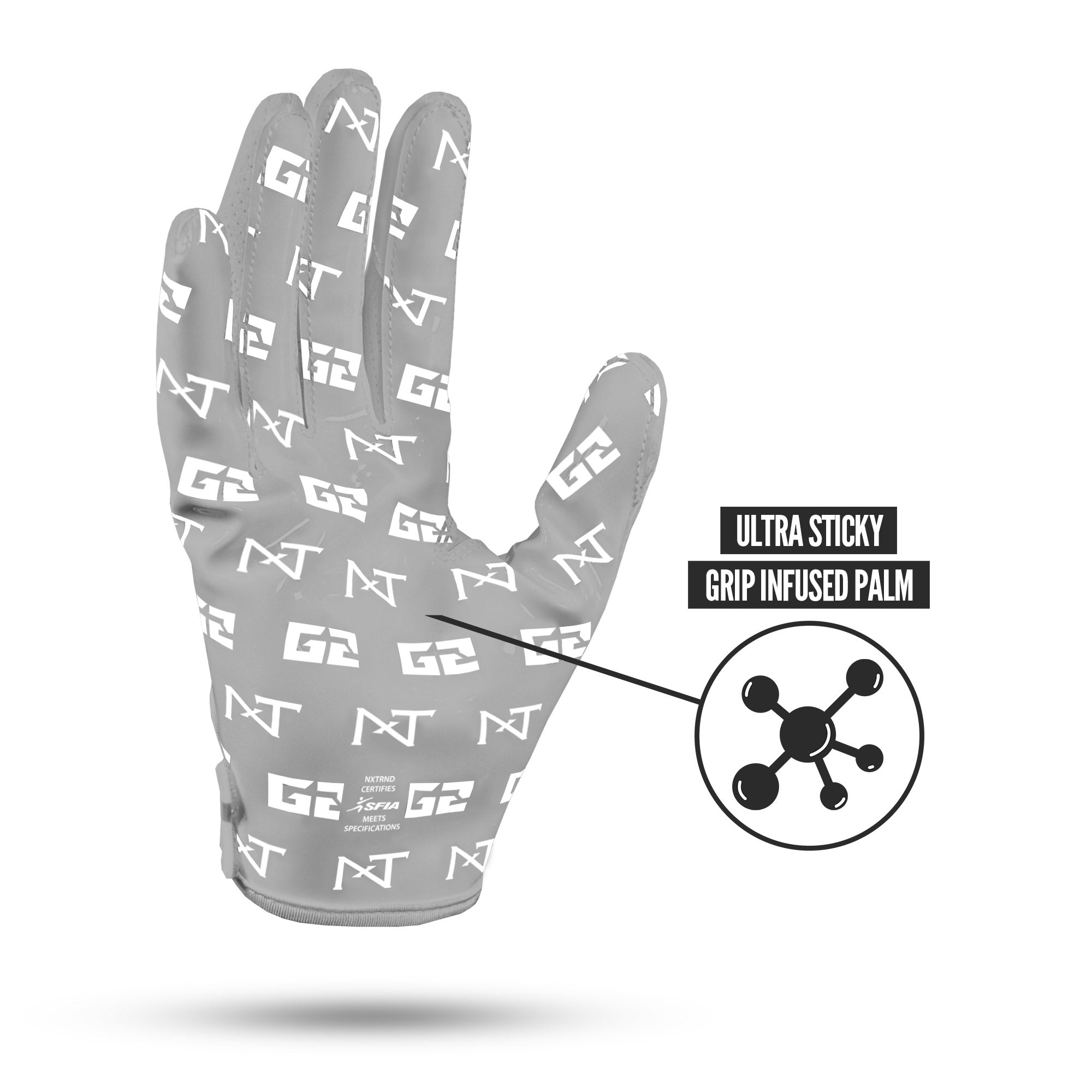 NXTRND G2 Pro Football Gloves Grey Ultra Sticky Grip Infused Palm