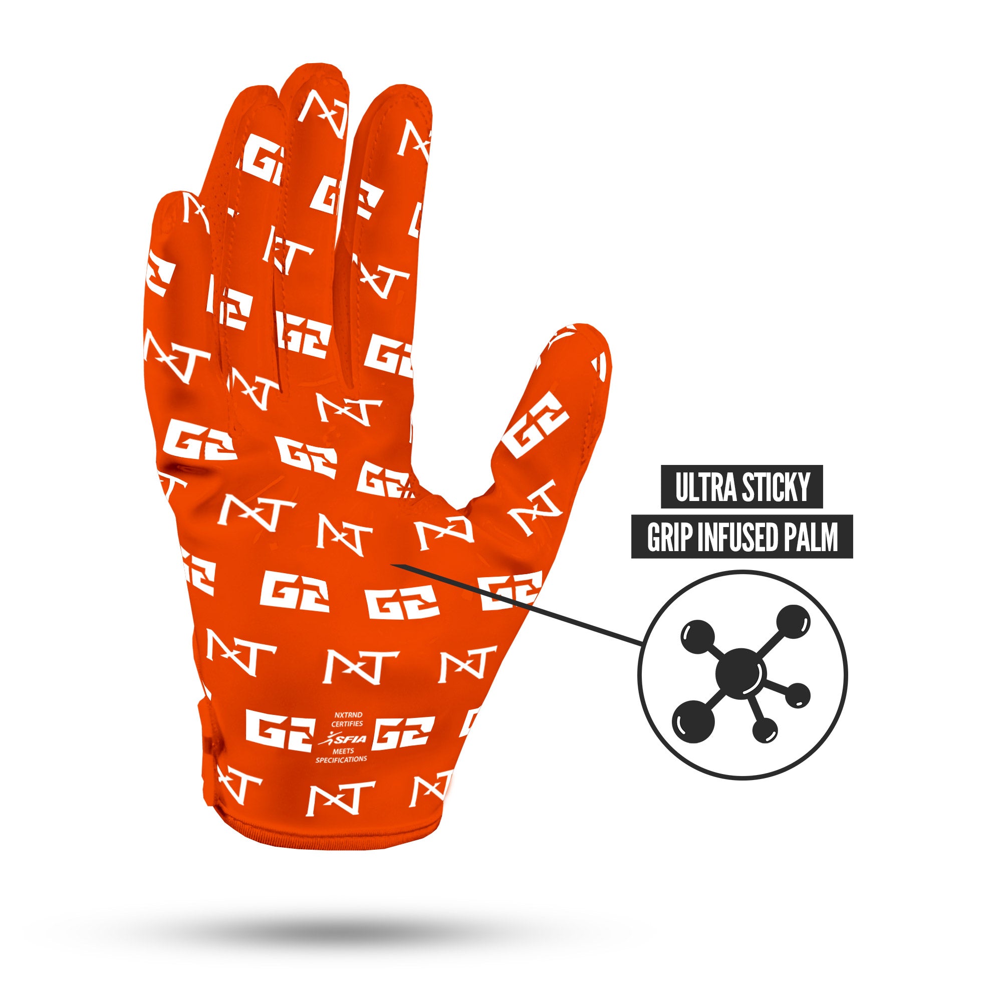 NXTRND G2 Pro Football Gloves Orange Ultra Sticky Grip Infused Palm