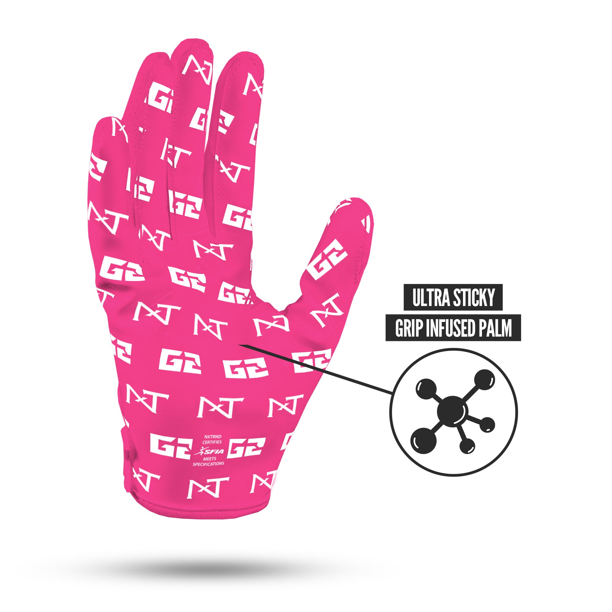 NXTRND G2 Pro Football Gloves Pink Ultra Sticky Grip Infused Palm