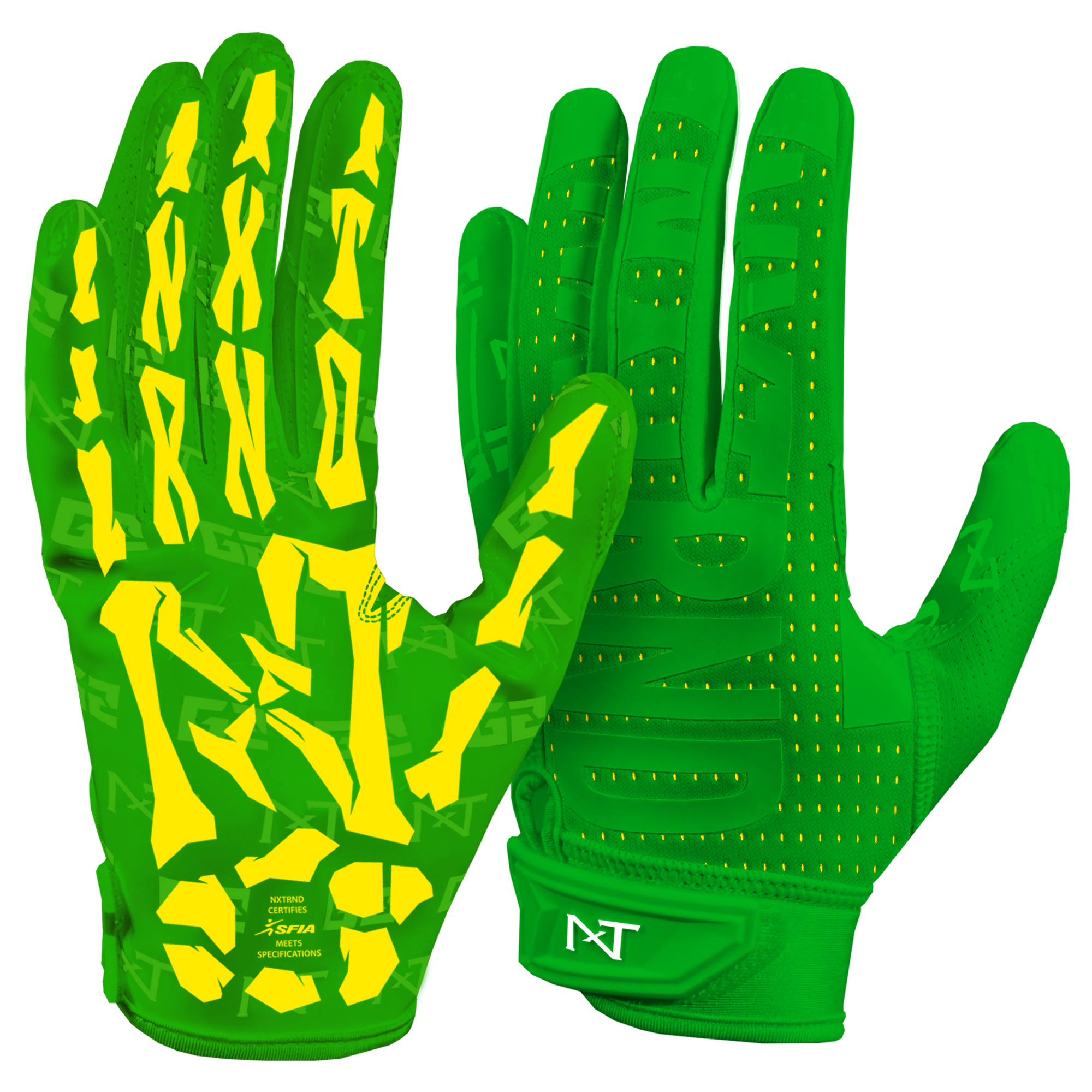 NXTRND G2® Pro Skeleton Football Gloves Green & Yellow