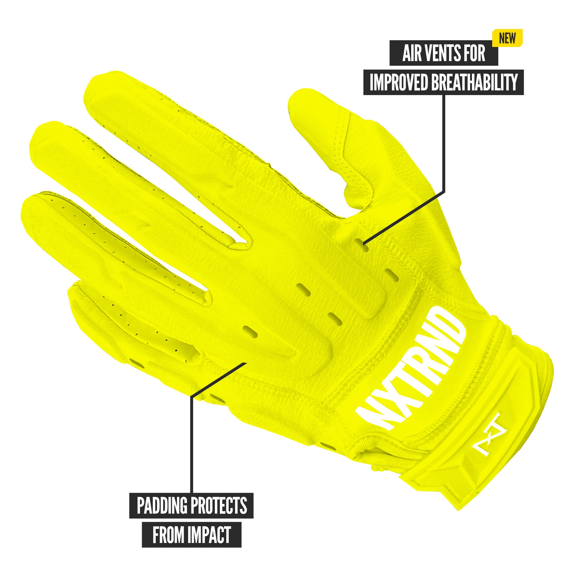 NXTRND G3® Pro Padded Football Gloves Neon Yellow