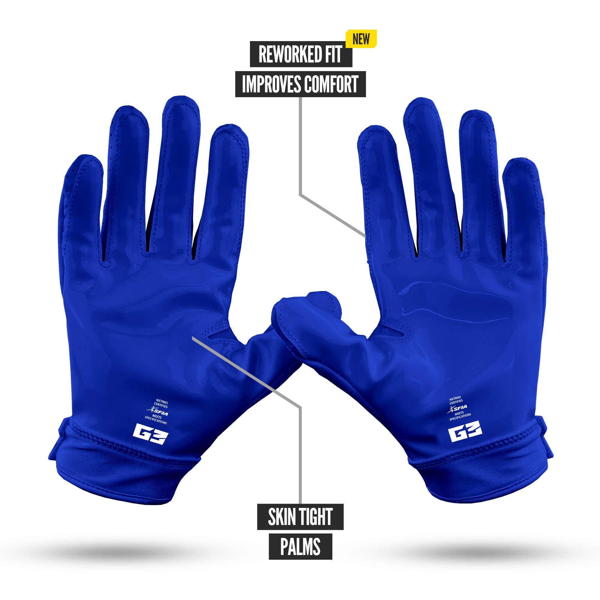 NXTRND G3 Pro Padded Football Gloves Blue Specs Palm