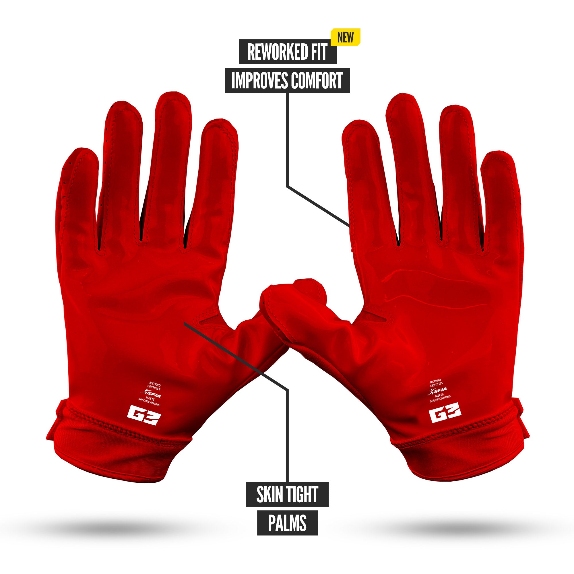 NXTRND G3 Pro Padded Football Gloves Red Specs Palm