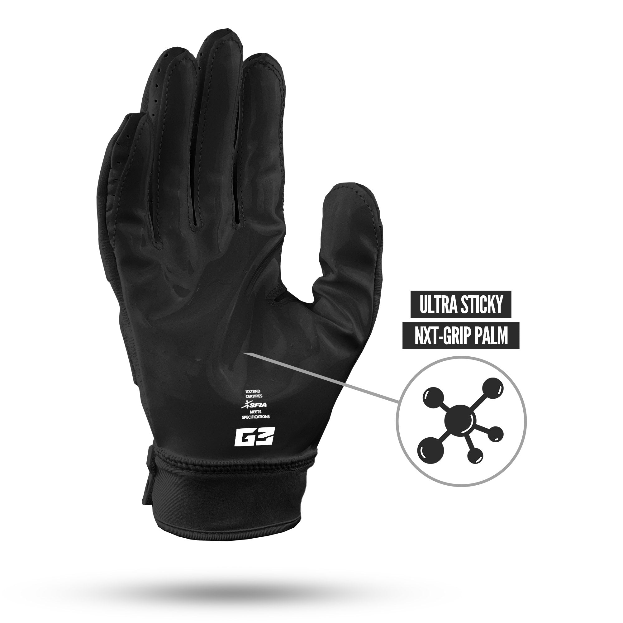 NXTRND G3 Pro Padded Football Gloves Black Ultra Sticky Grip Infused Palm