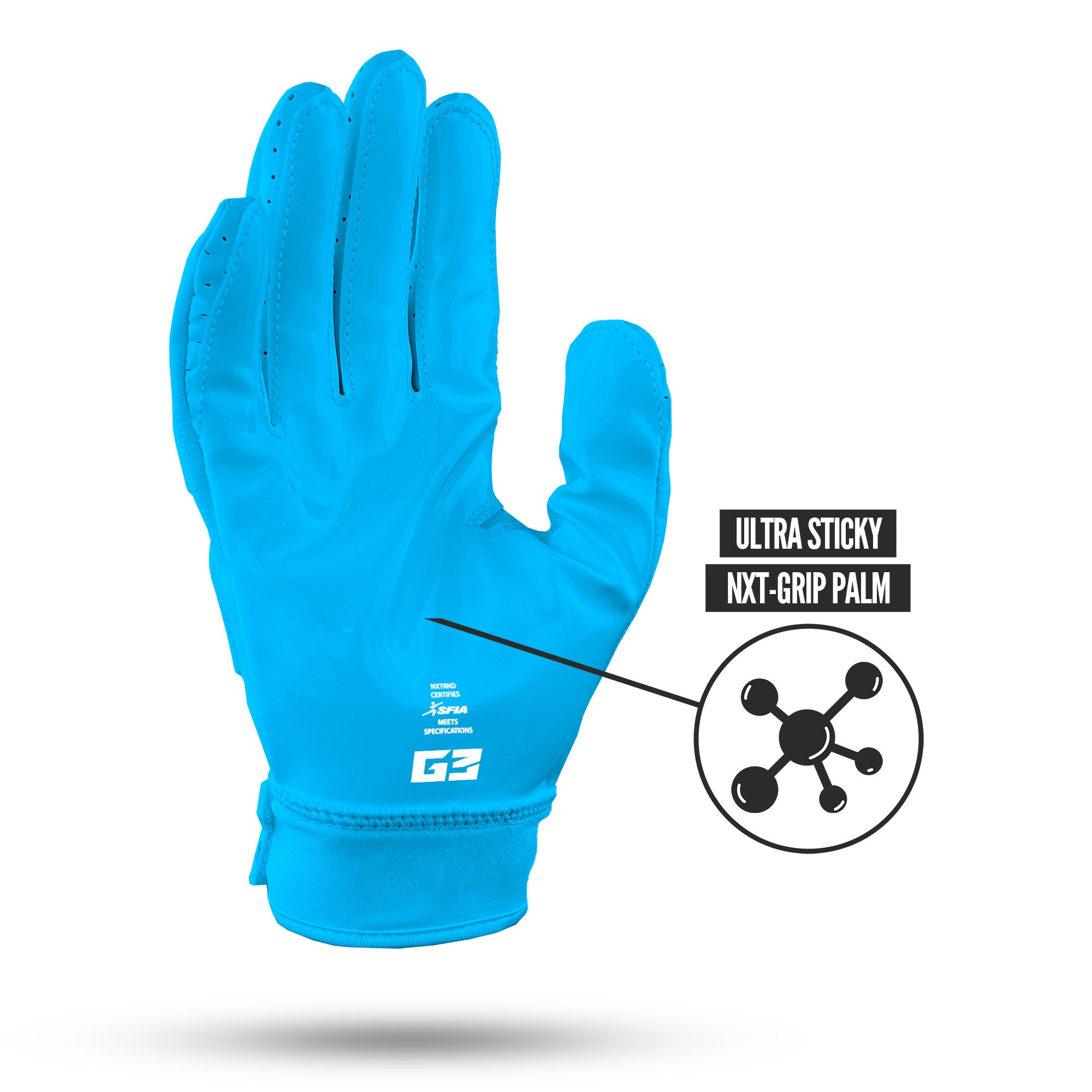 NXTRND G3® Pro Padded Football Gloves Neon Blue