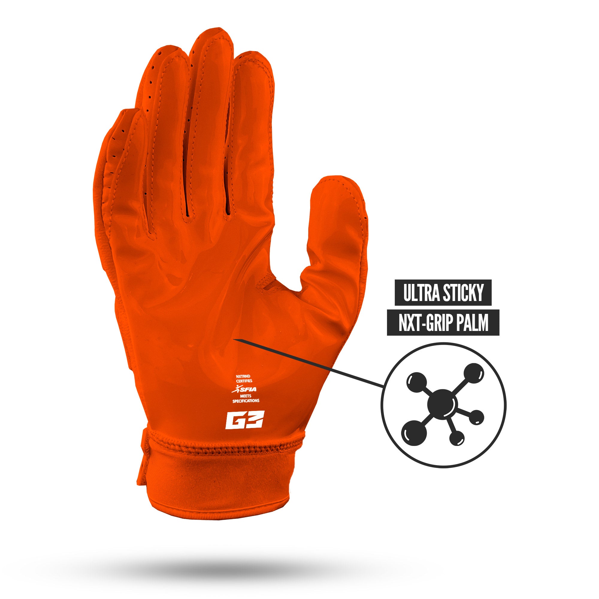 NXTRND G3 Pro Padded Football Gloves Orange Ultra Sticky Grip Infused Palm