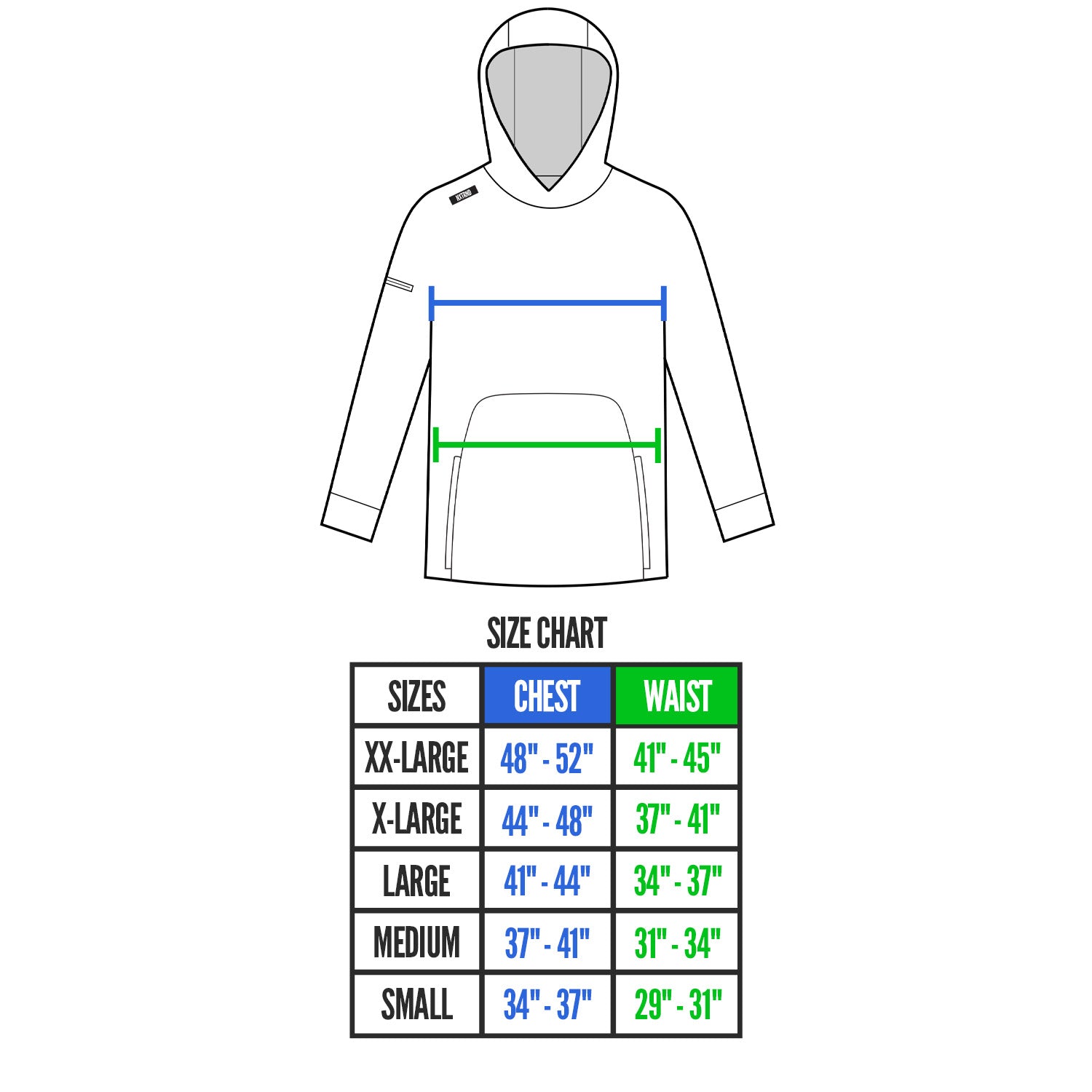 Nxtrnd Helm Lightweight Hoodie Grey Size Chart