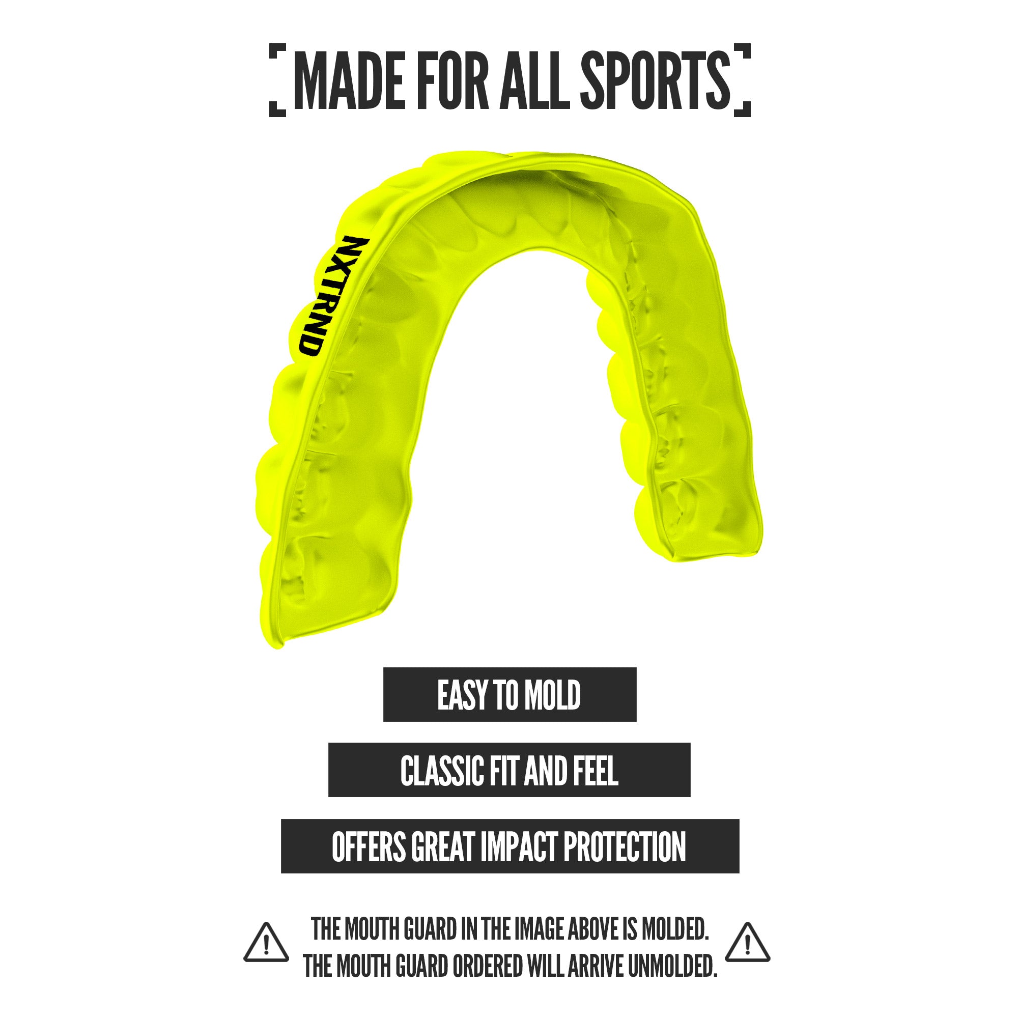 NXTRND Classic Sports Mouthguard Neon Yellow Fit and Protection
