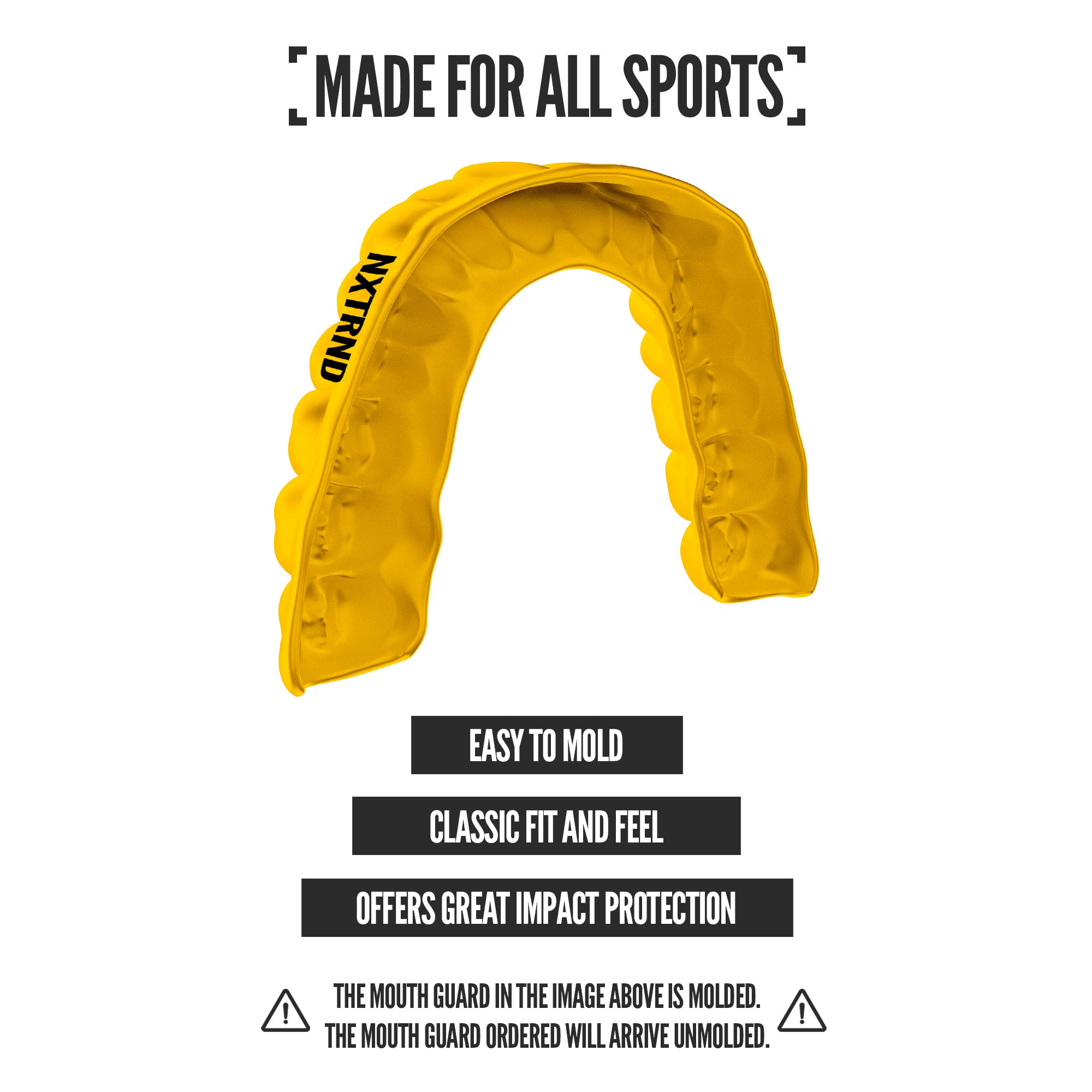 NXTRND Classic Sports Mouthguard Yellow Fit and Protection