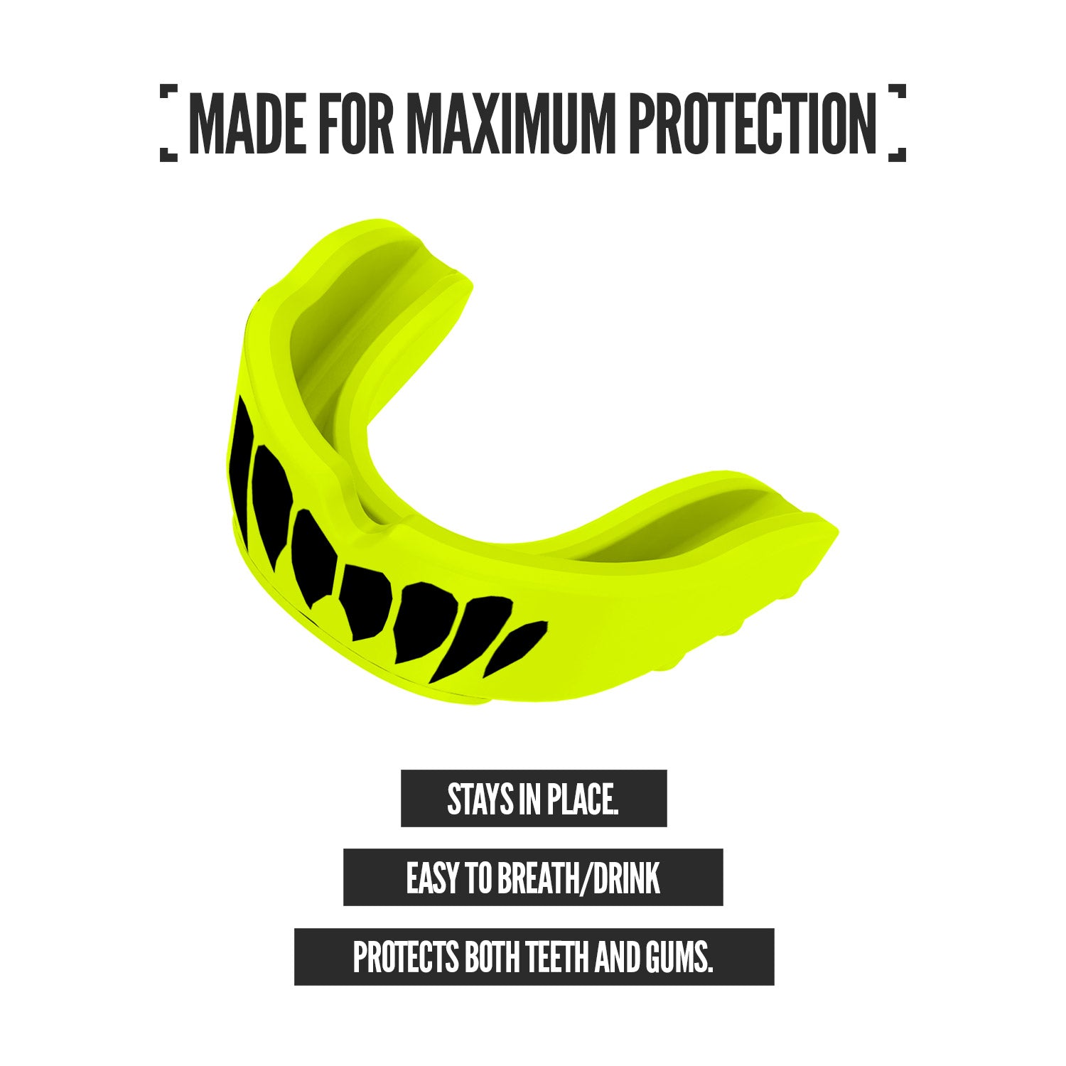 NXTRND Rush Sports Mouthguard Black Neon Yellow Maximum Protection