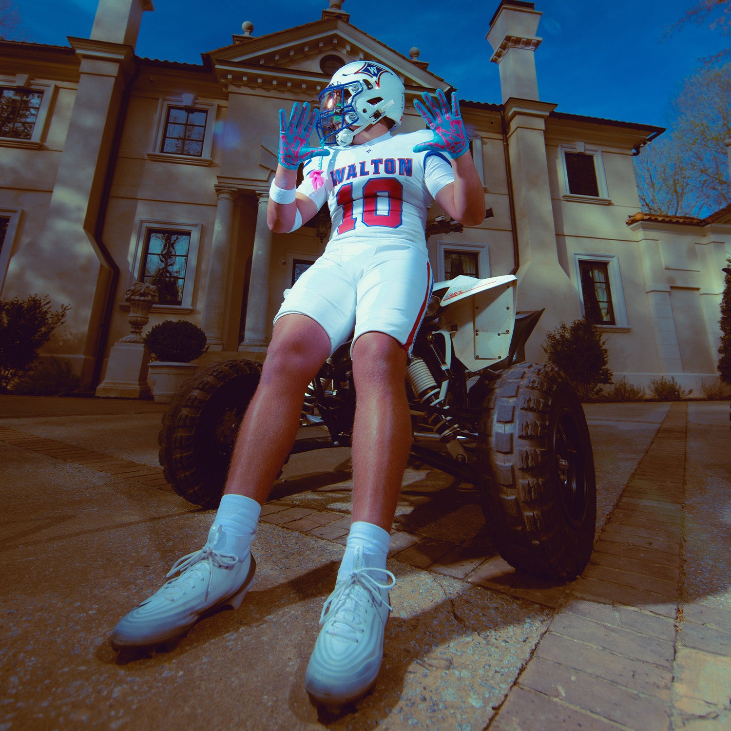 NXTRND G2® Pro Skeleton Football Gloves Neon Blue & Pink