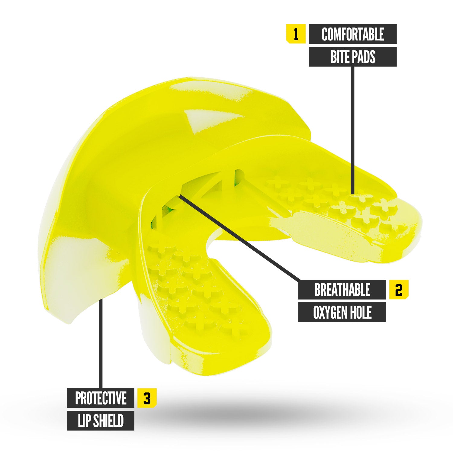 NXTRND ONE Strap Football Mouthguard Neon Yellow Features