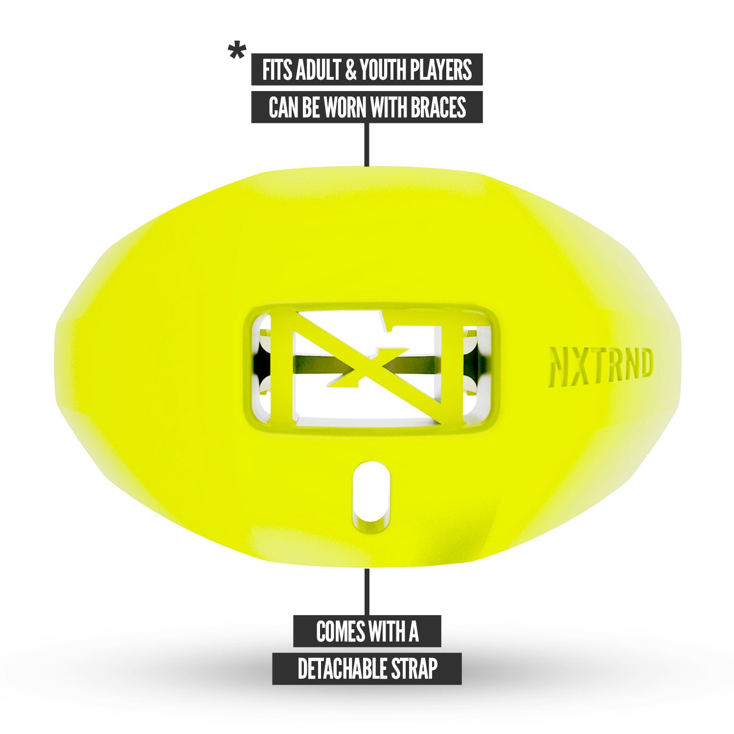 NXTRND ONE Strap Football Mouthguard Neon Yellow Fits Adult and Youth Players