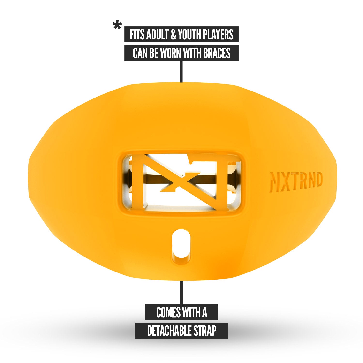 NXTRND ONE Strap Football Lip Mouthguard Yellow Fits Adult and Youth Players