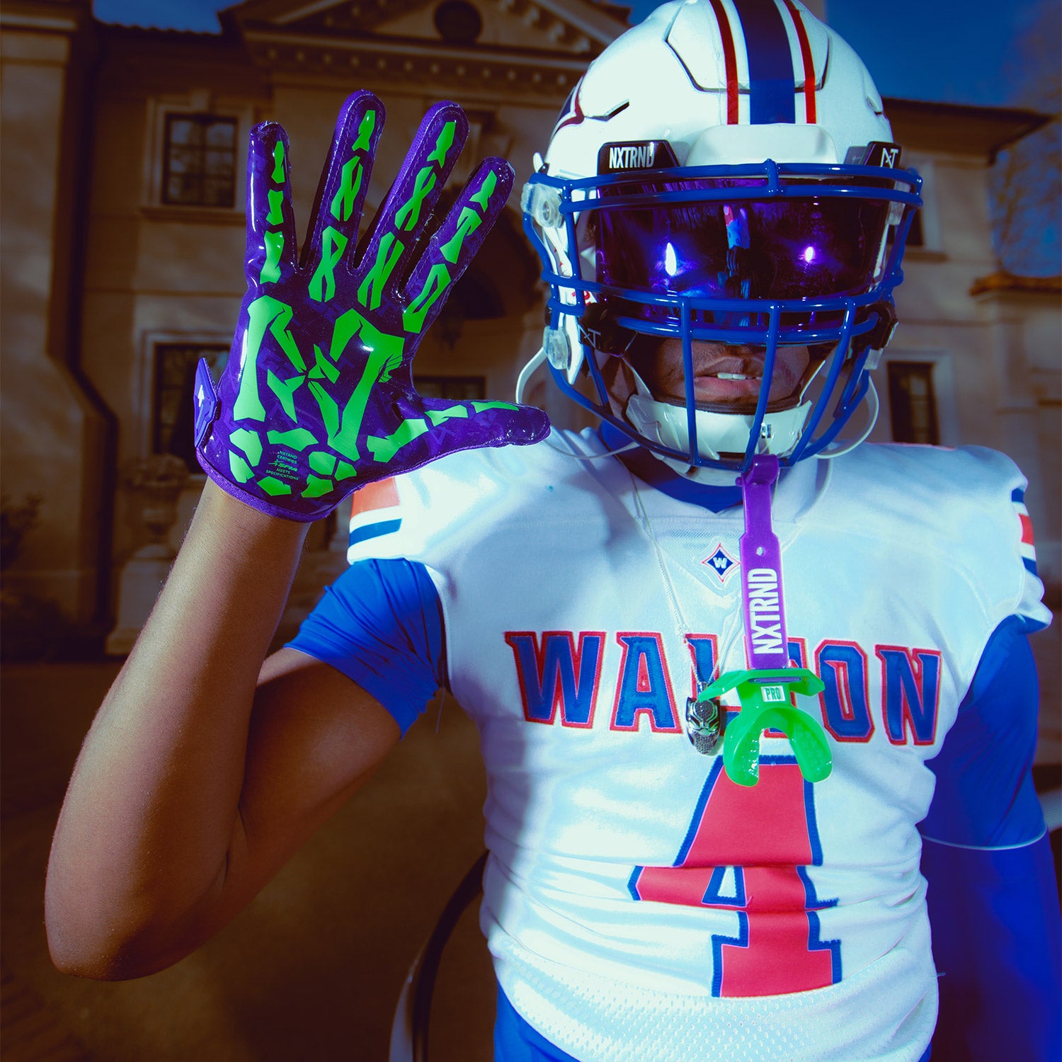 NXTRND G2® Pro Skeleton Football Gloves Purple & Green