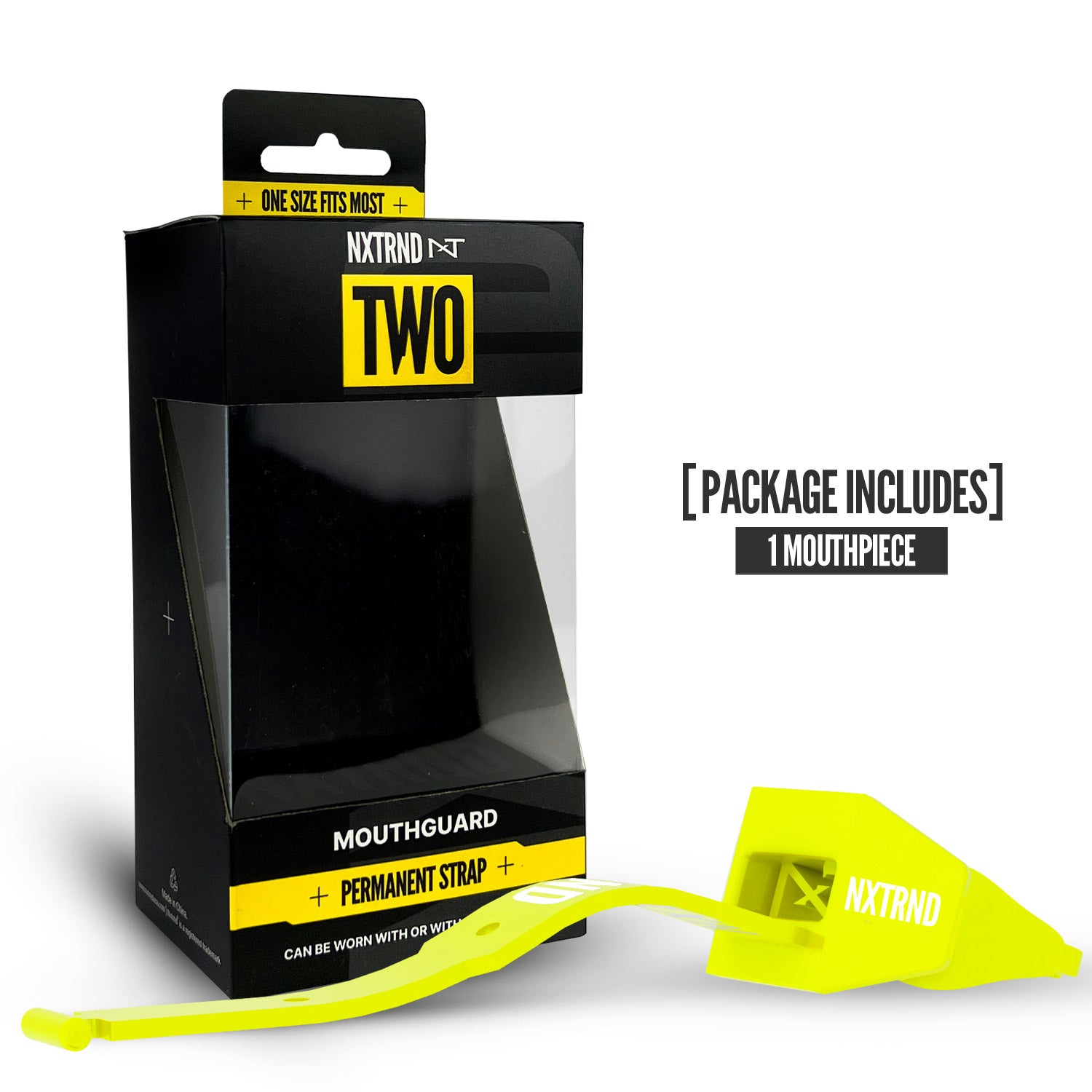NXTRND TWO Strap Football Mouthguard Neon Yellow Packaging