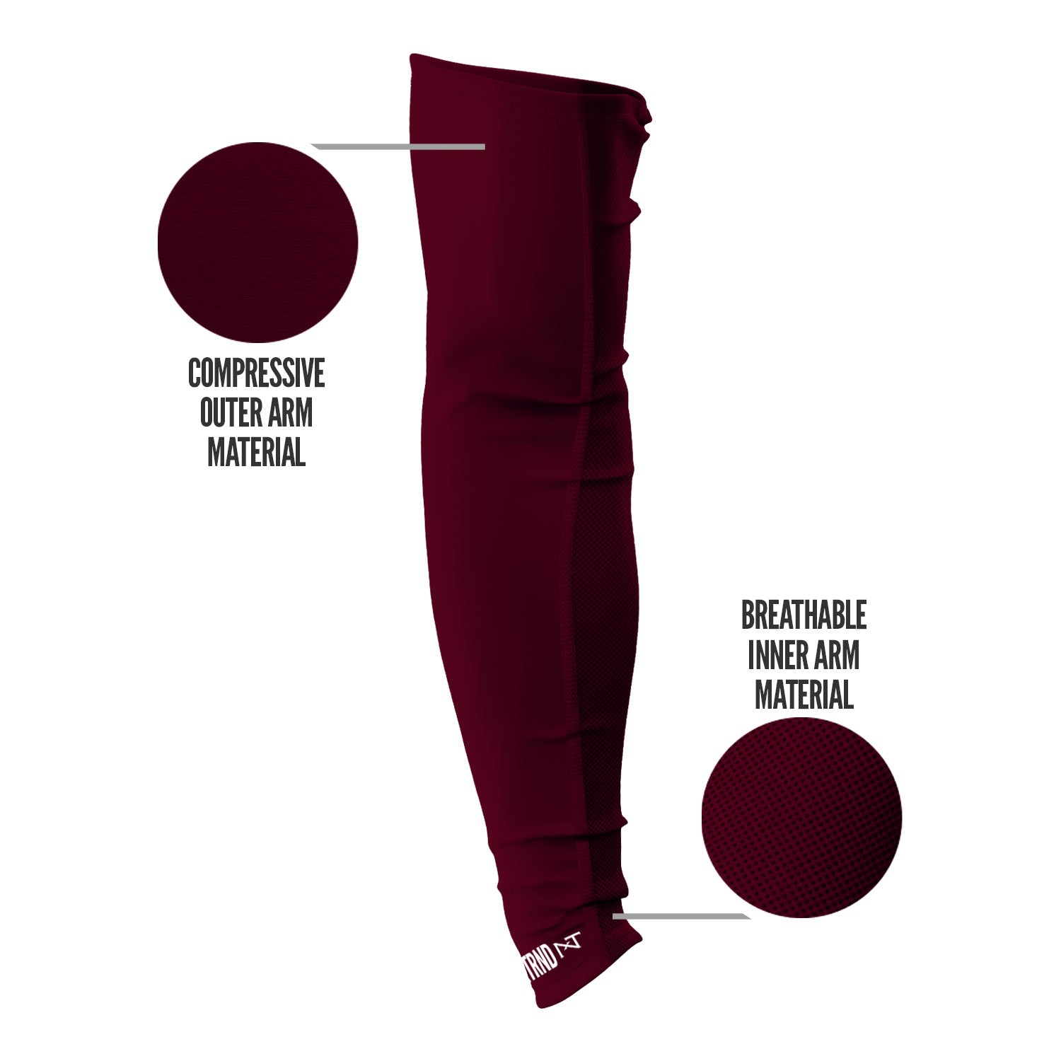 NXTRND AirTek Arm Sleeves Maroon (1 Pair)