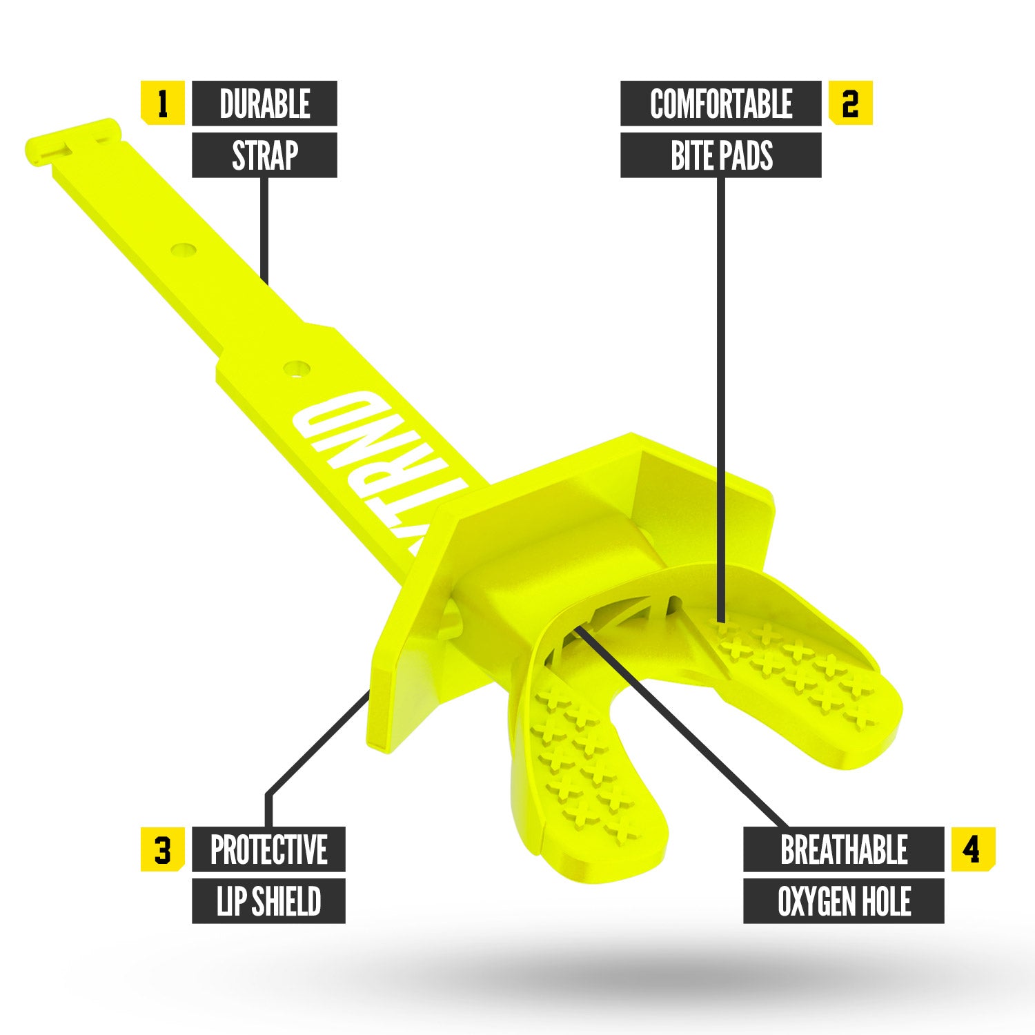 NXTRND TWO Strap Football Mouthguard Neon Yellow Features