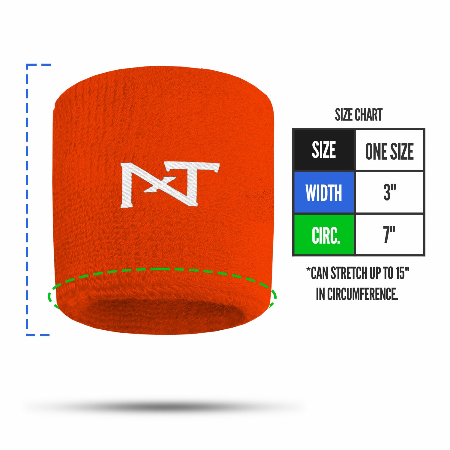 NXTRND Wrist Band Orange Size Chart