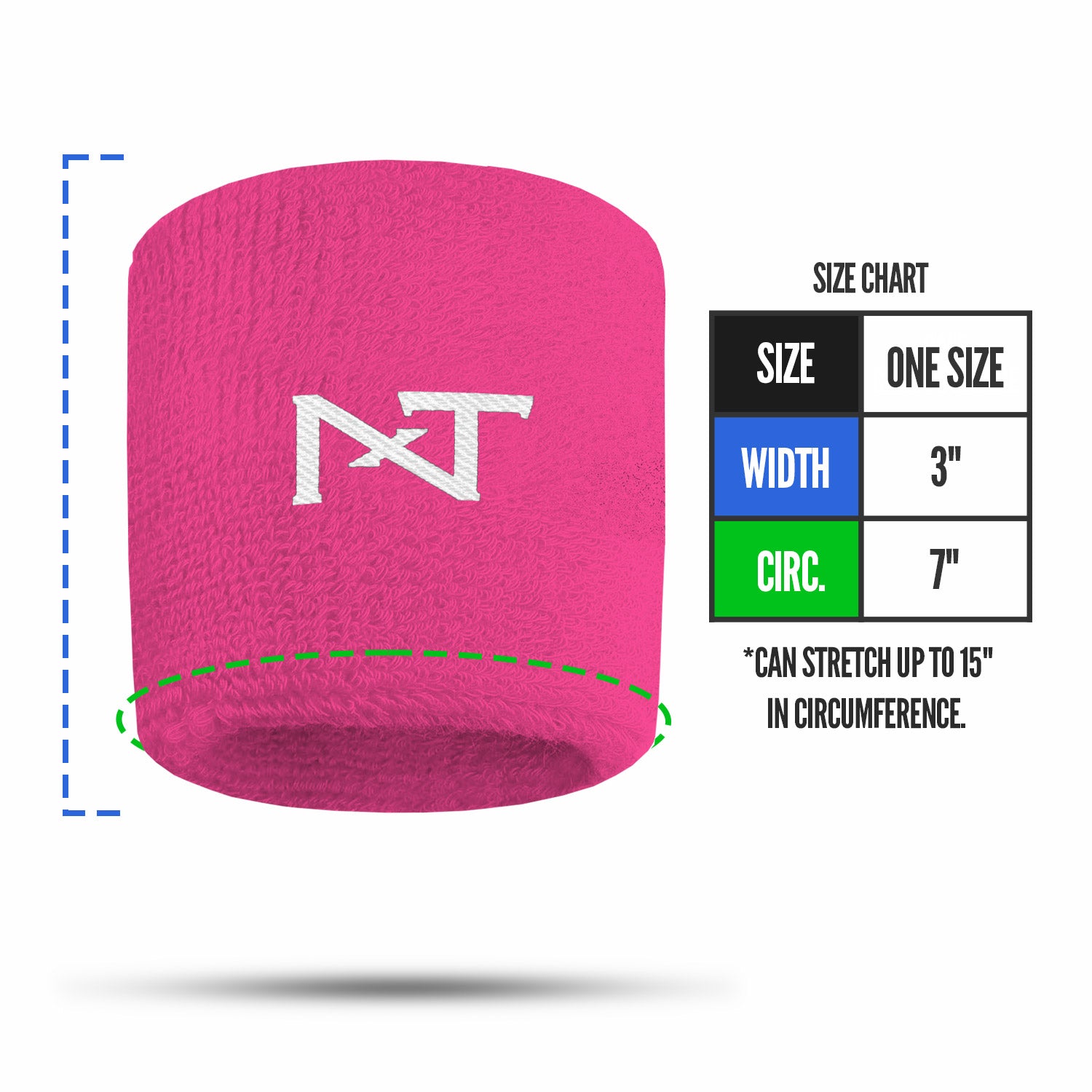 NXTRND Wrist Band Pink Size Chart