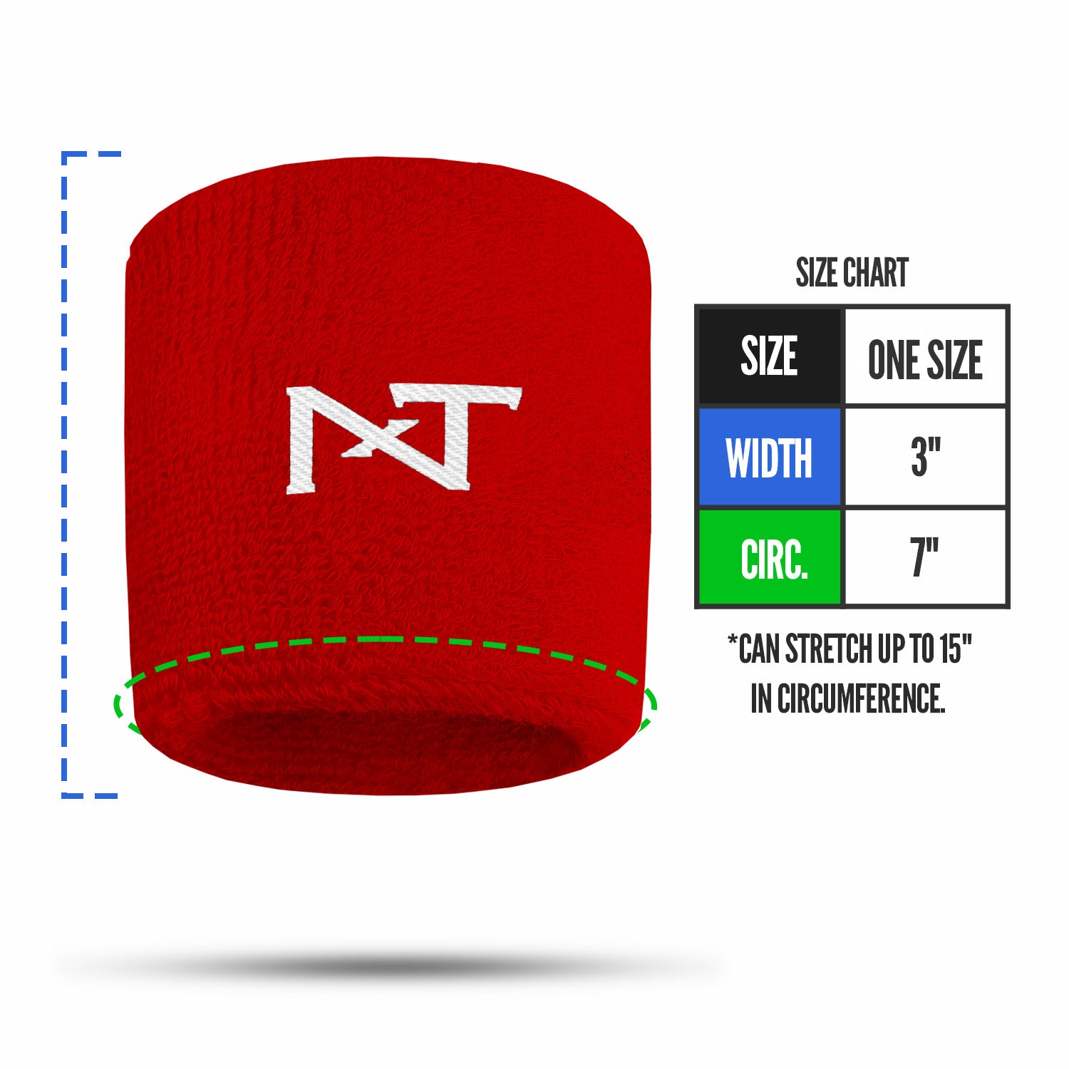 NXTRND Wrist Band Red Size Chart