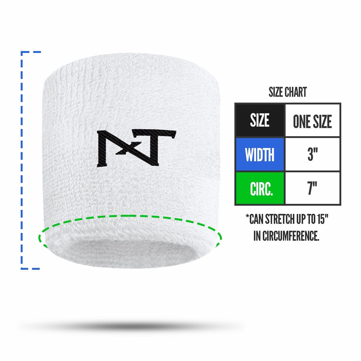 NXTRND Wrist Band White Size Chart