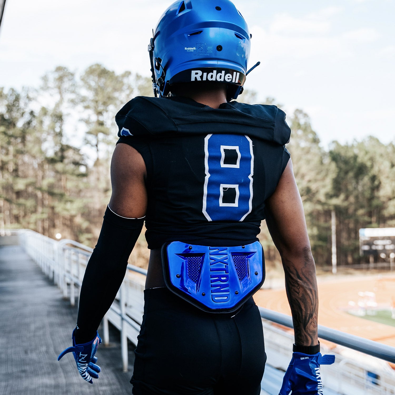 NXTRND B-PLATE® Football Back Plate Chrome Blue