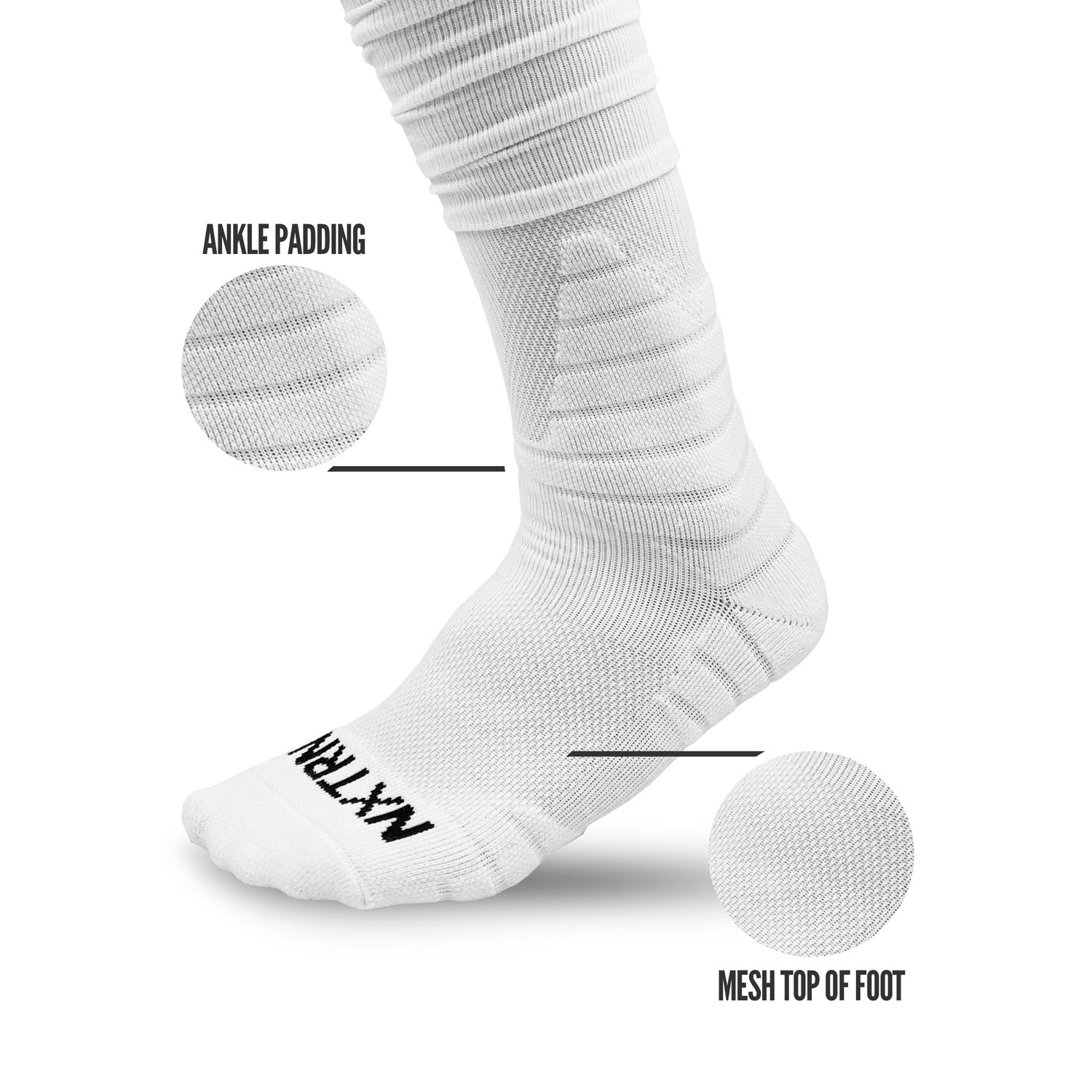 NXTRND XTD® Scrunch Football Socks White